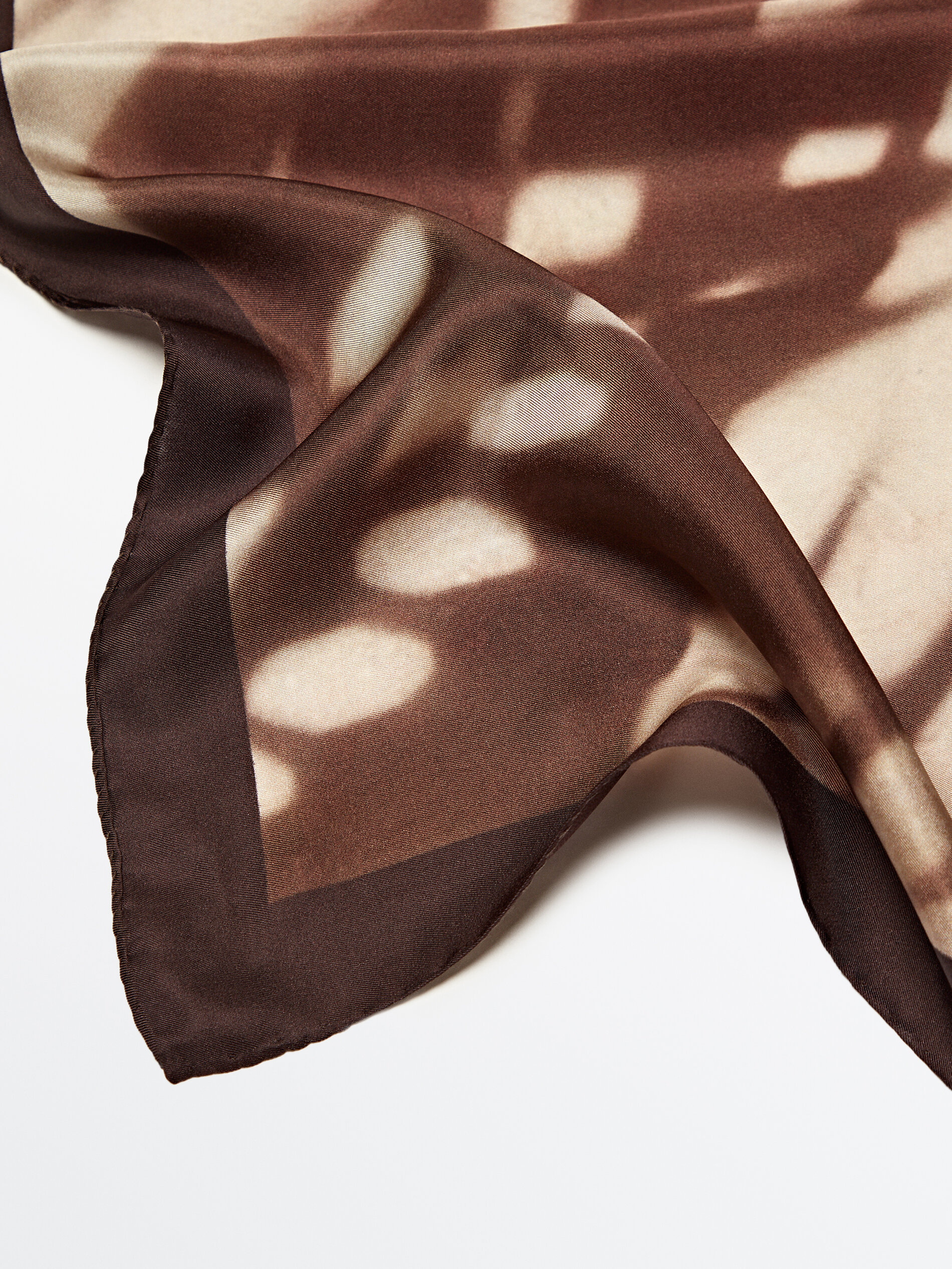Silk scarf with a shadow print Brown Scarves Massimo Dutti