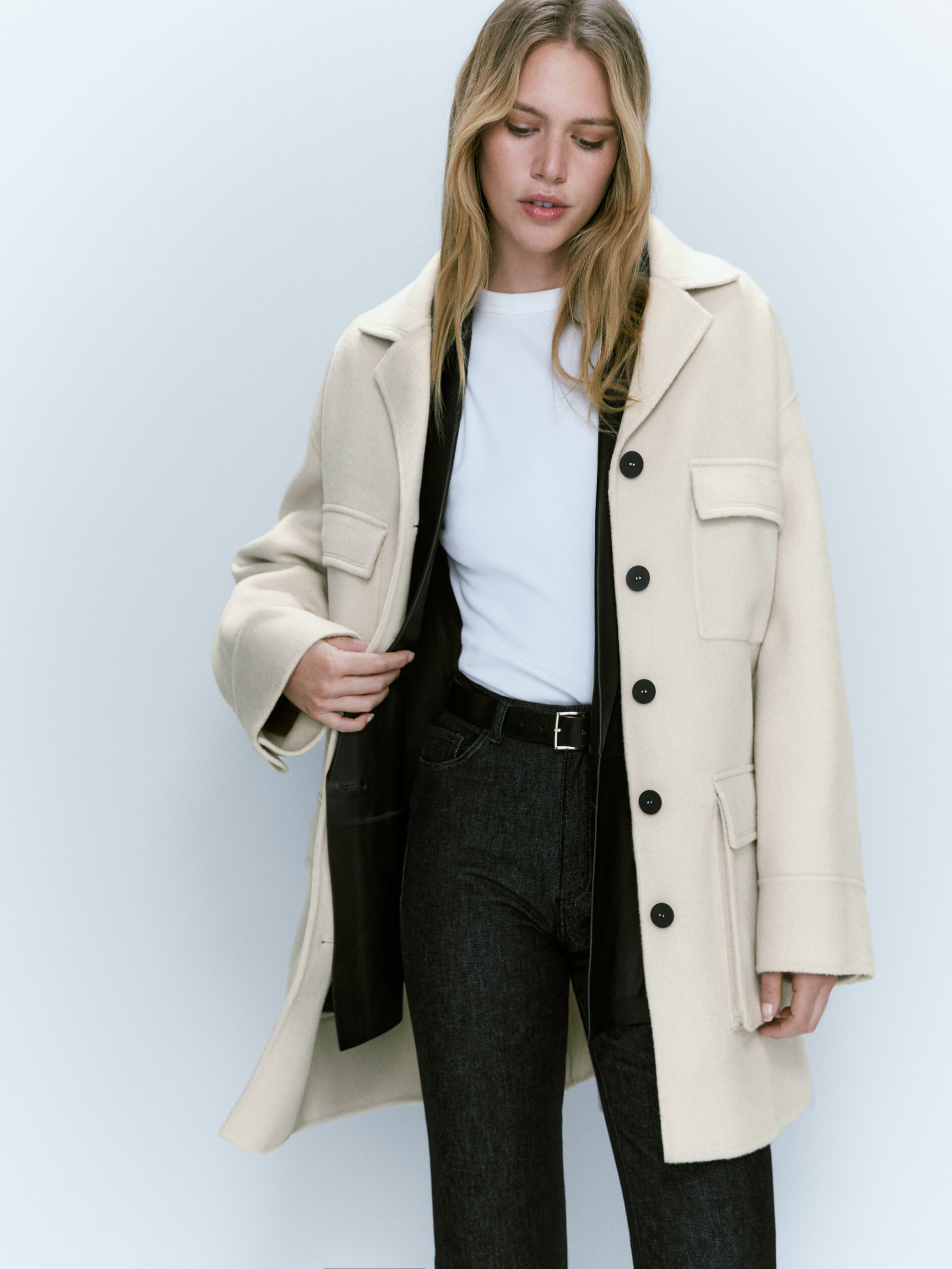 Massimo dutti cream coat hotsell