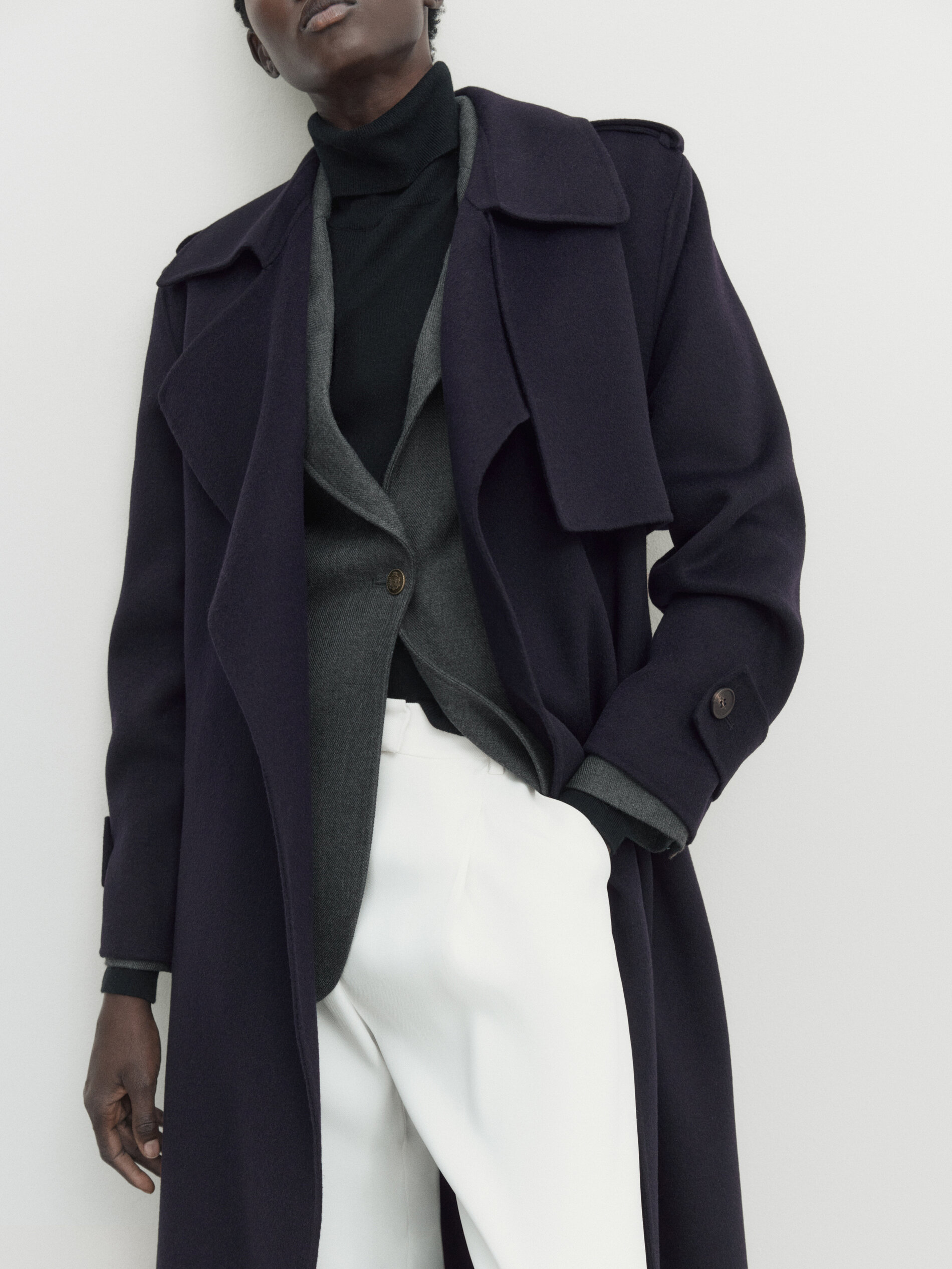 Massimo dutti navy coat new arrivals
