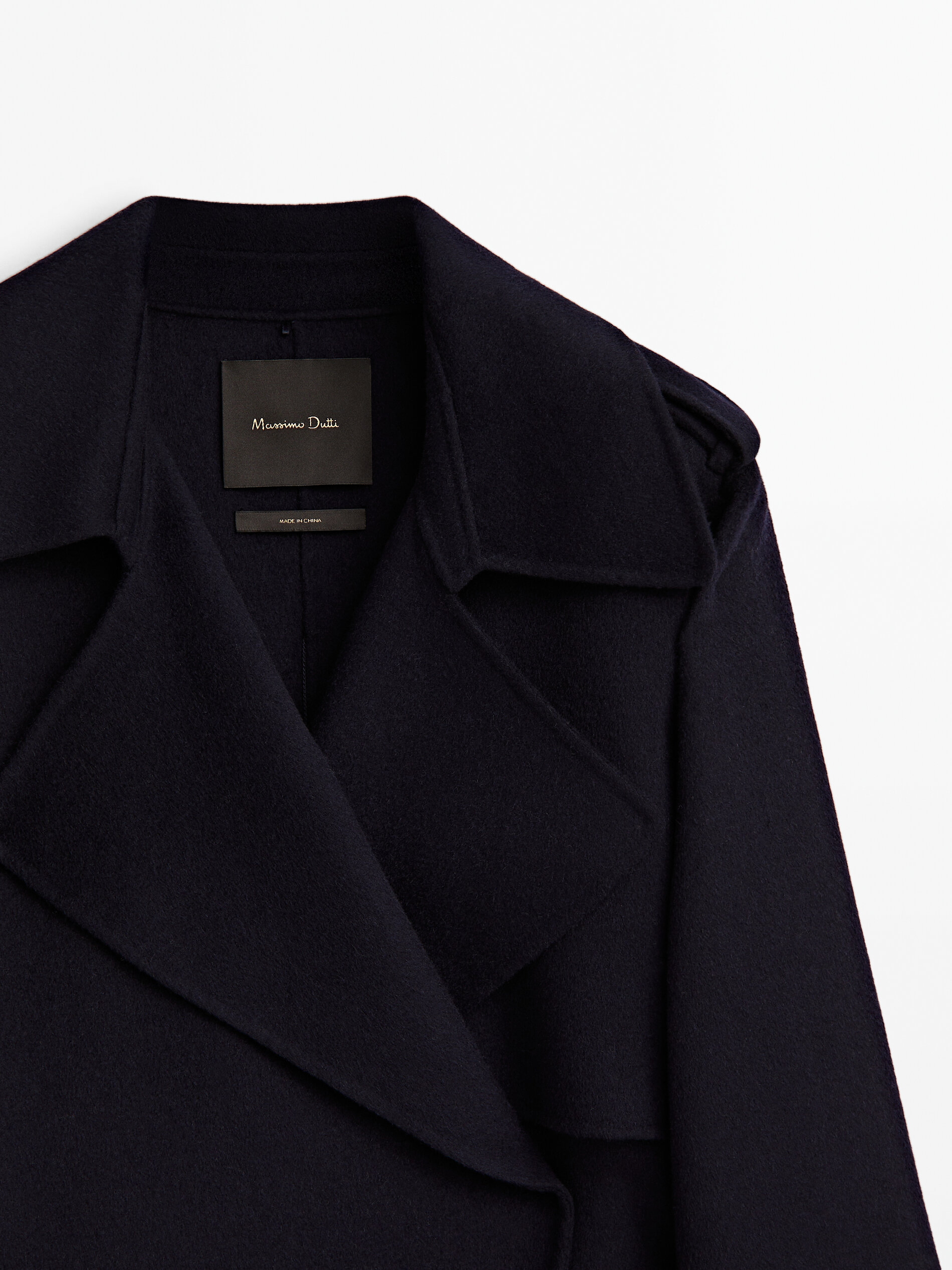 Long trench effect wool blend coat
