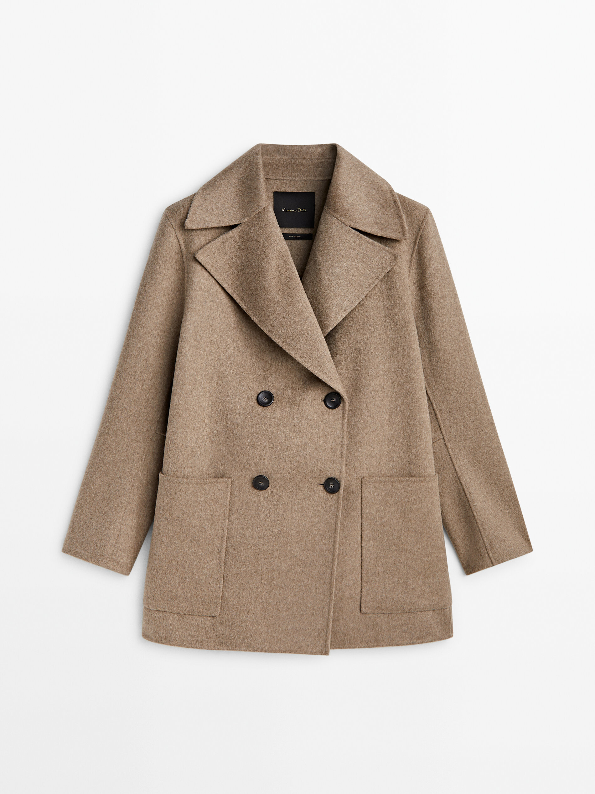 Short wool blend coat with pockets · Dark Camel | Massimo Dutti