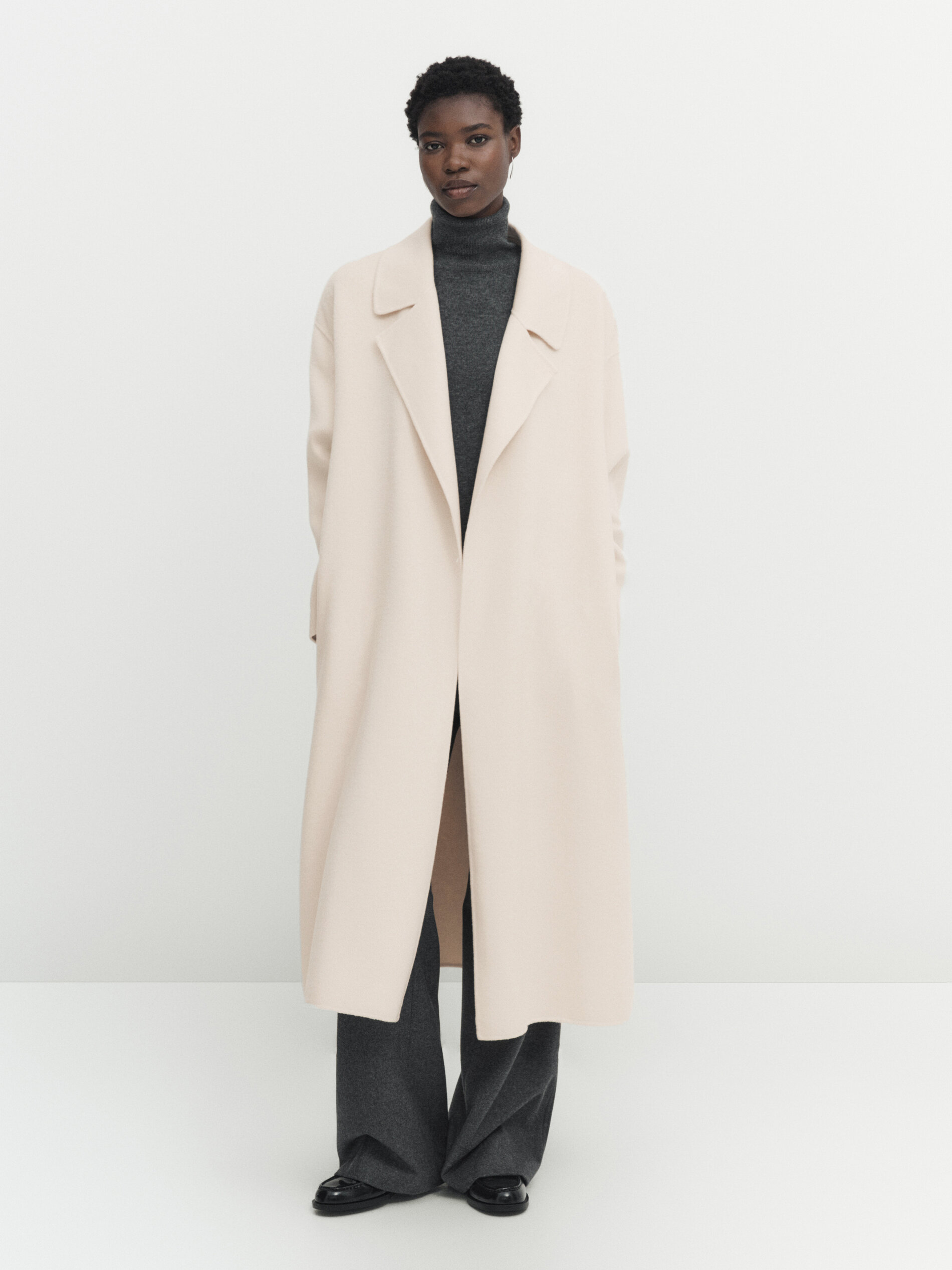 Wool coat with belt shop