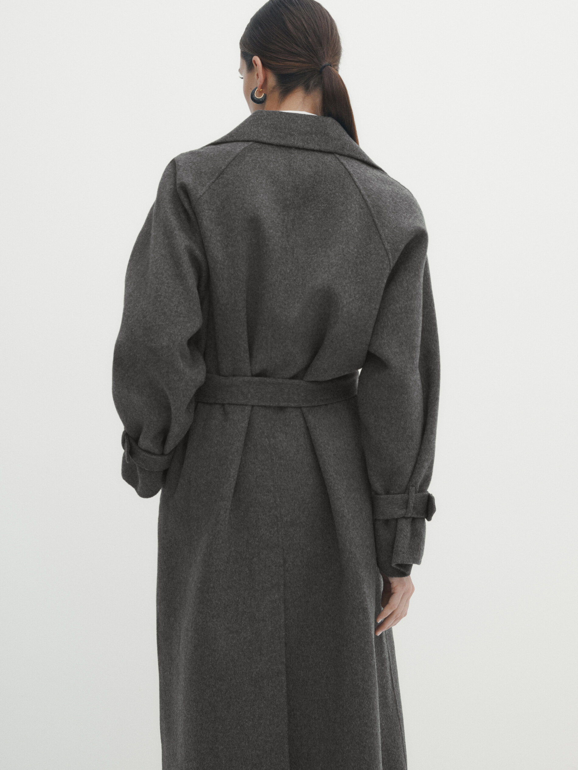 Grey wool discount trench coat