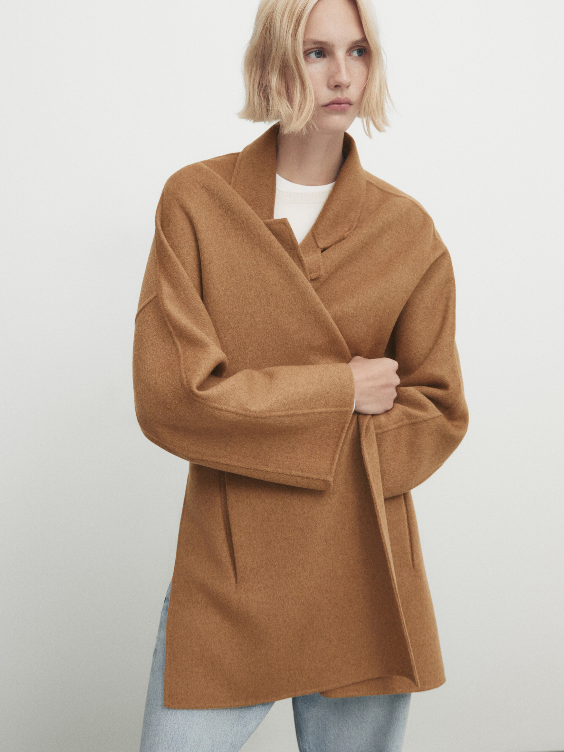 Massimo dutti wool new arrivals coat with belt