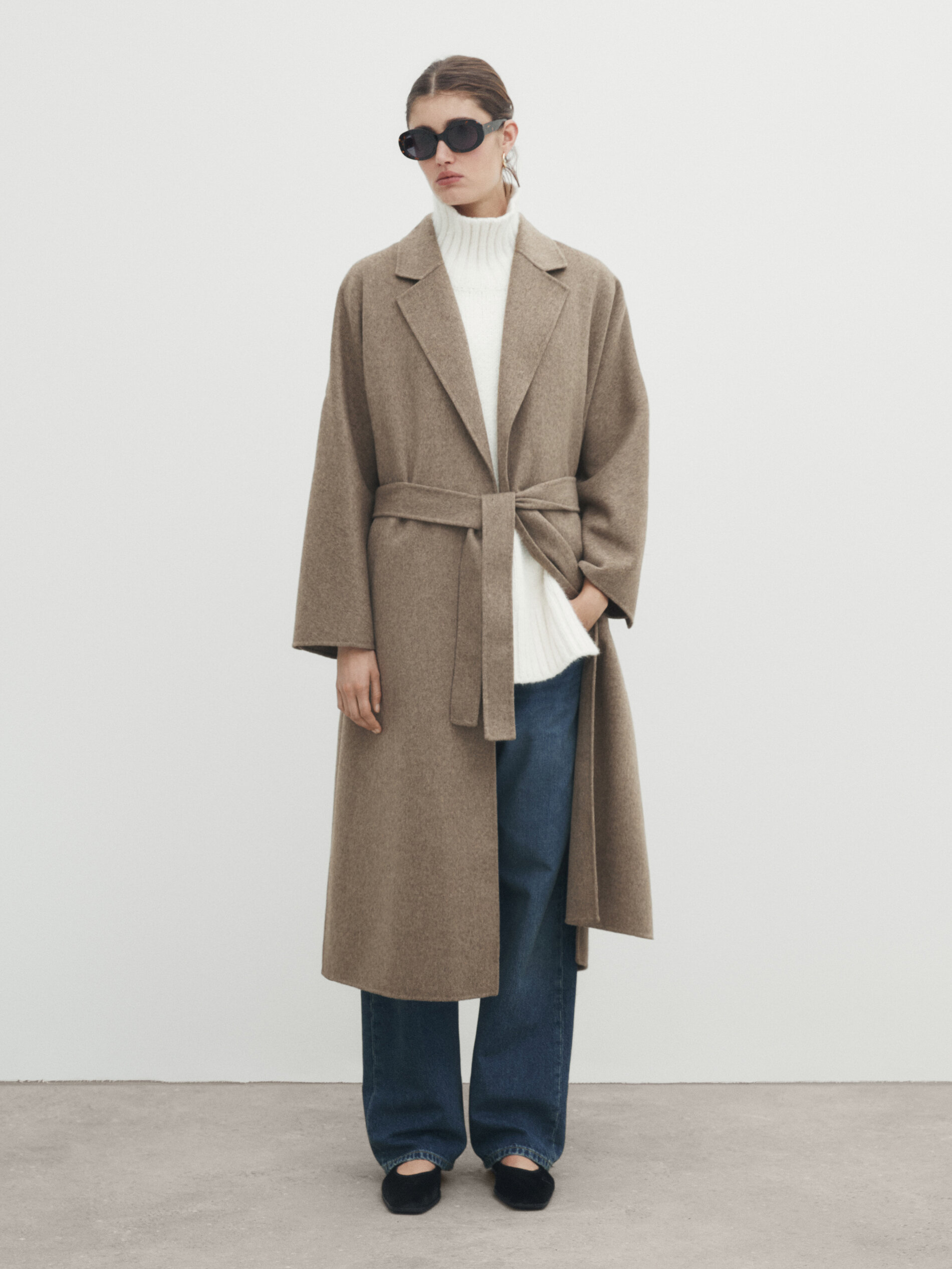 Massimo dutti wool best sale coat with belt