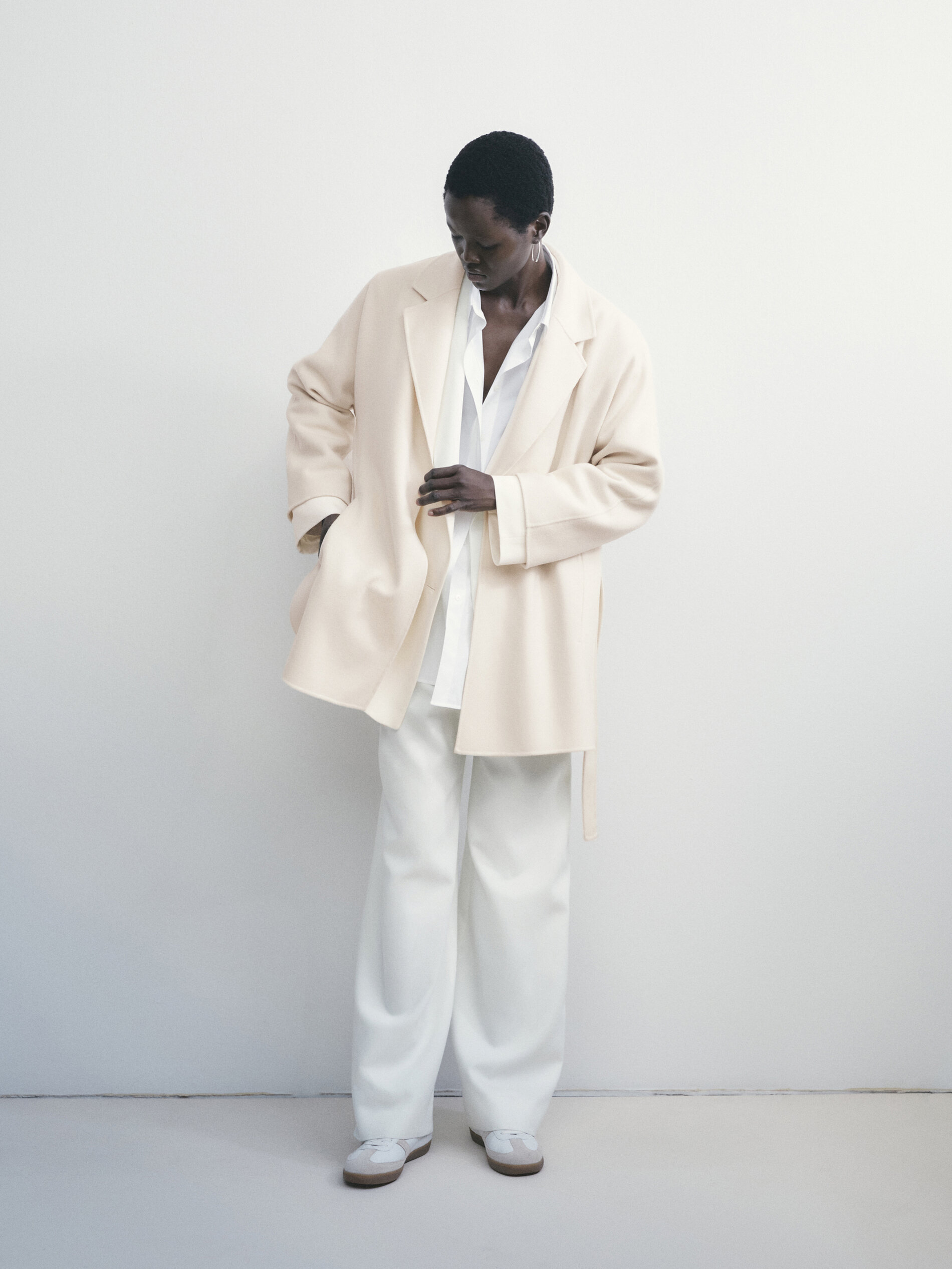 Massimo dutti cream best sale coat