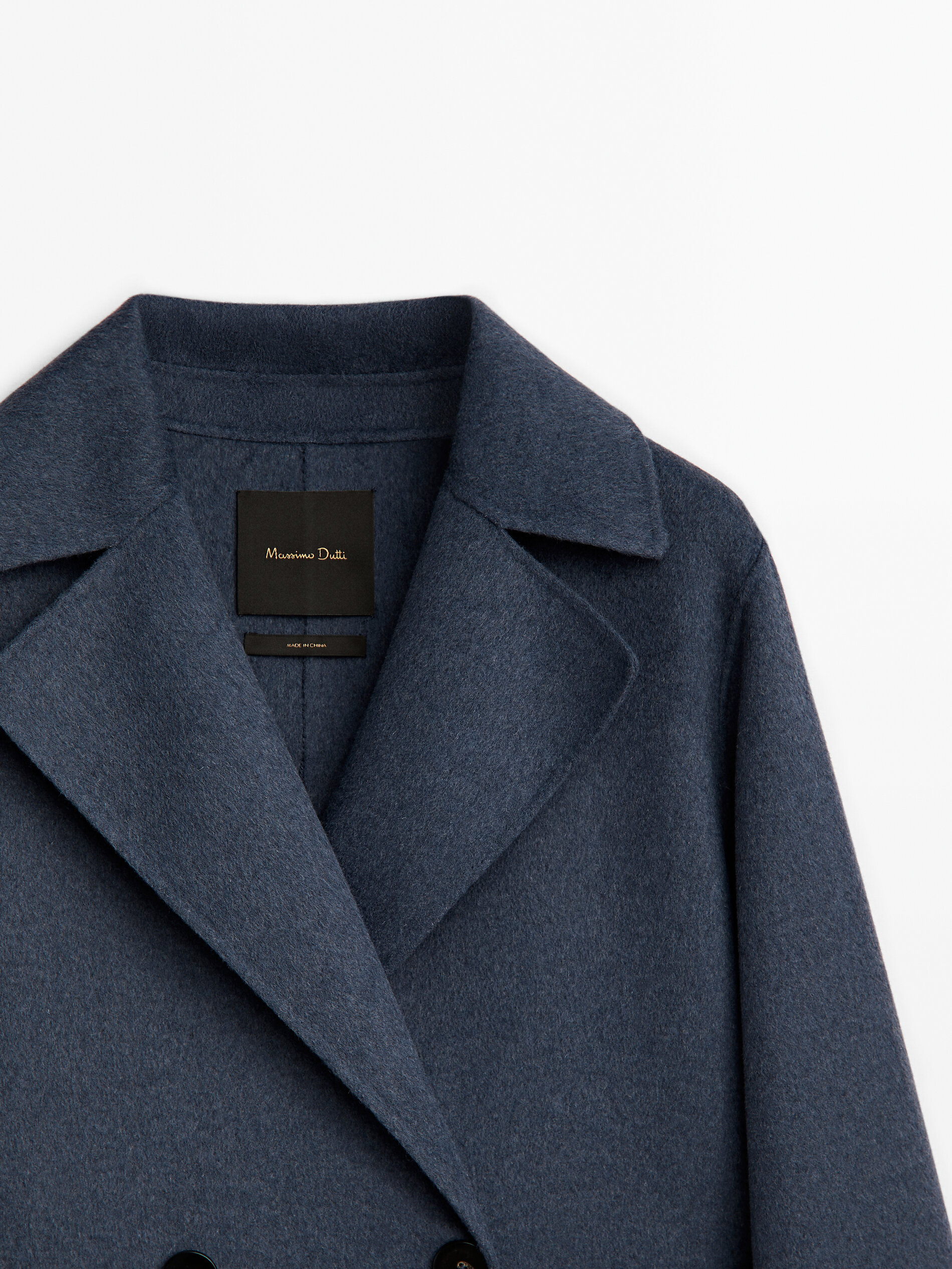 Massimo dutti handmade navy blue wool coat best sale