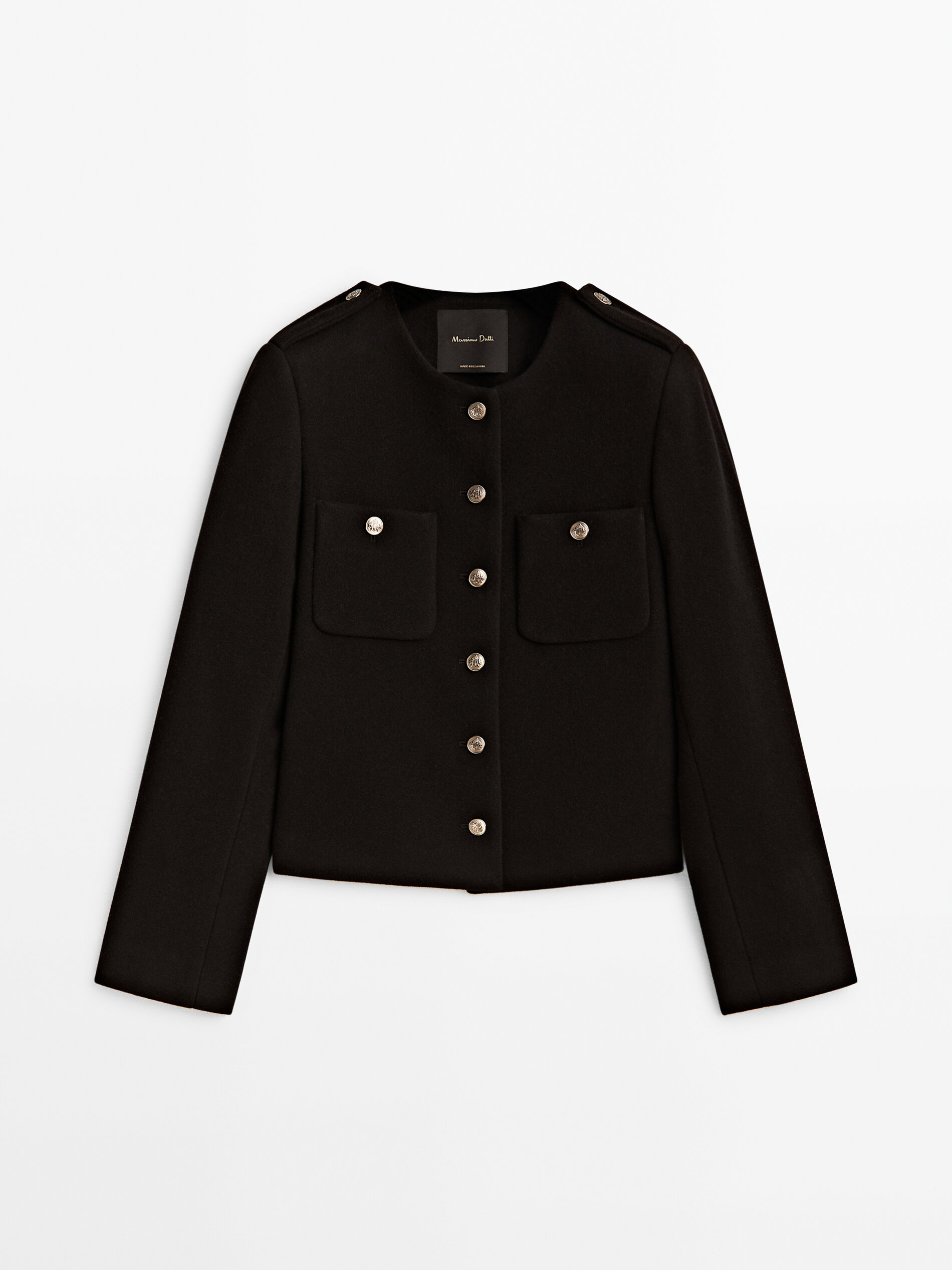 Jacket with new arrivals buttons