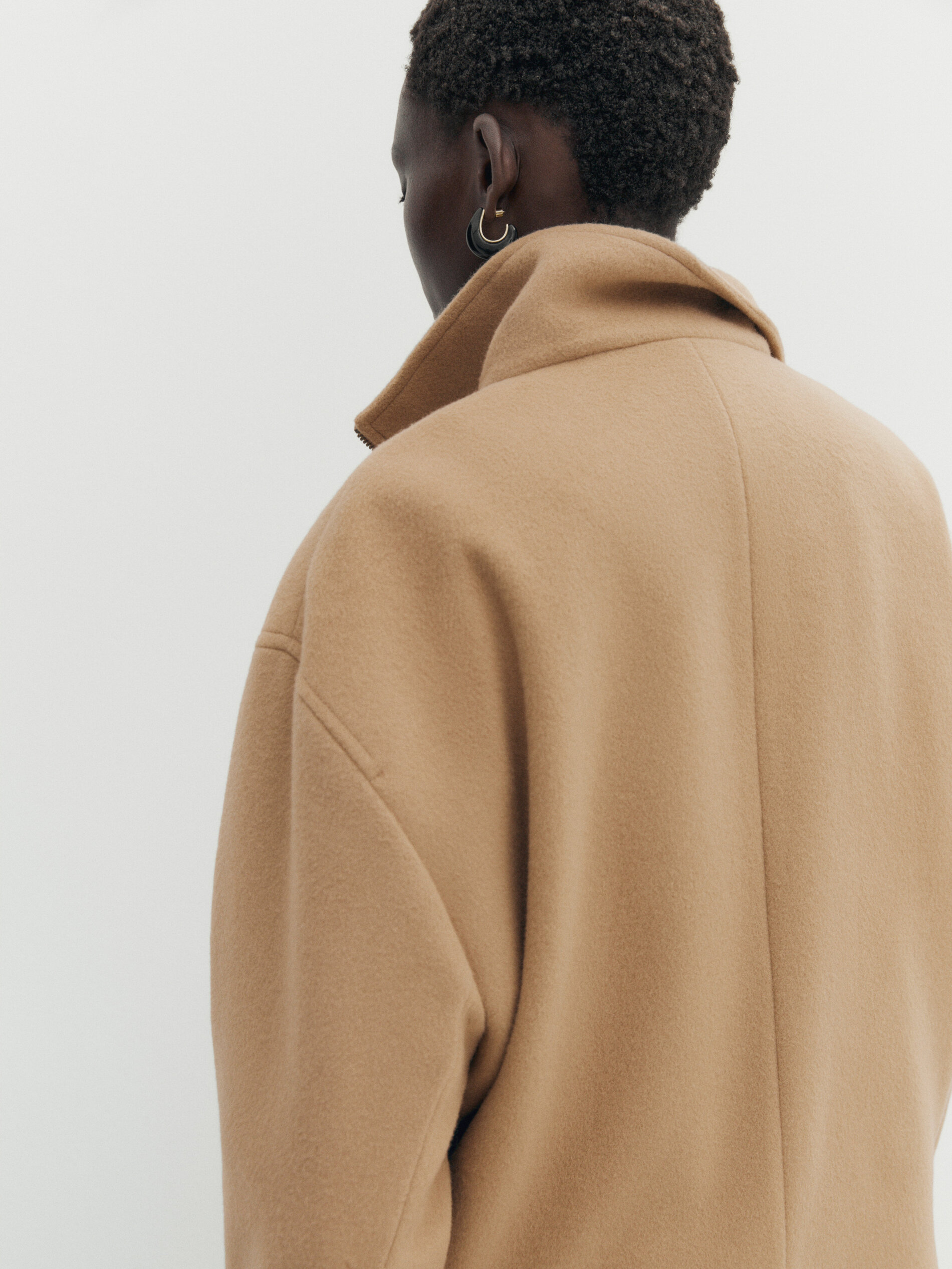 Comfort fit wool blend jacket with zip Camel Coats And Jackets