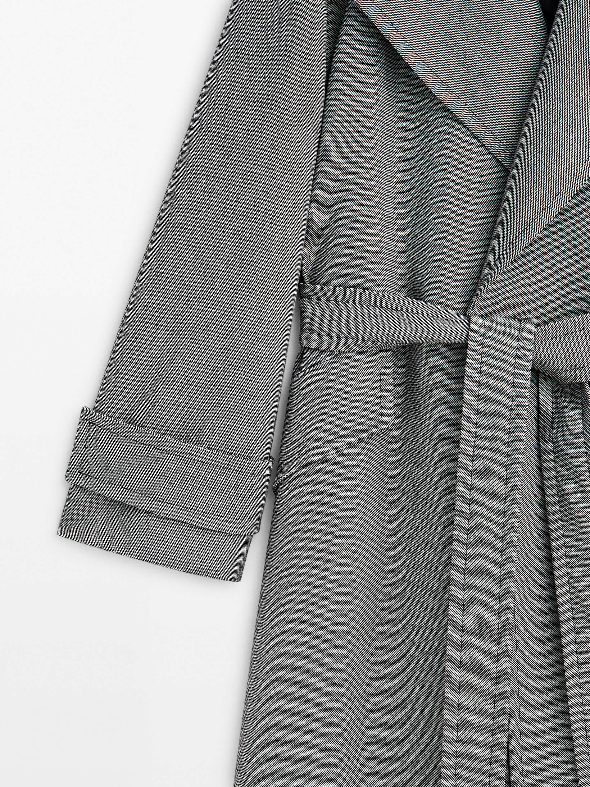 Long grey sale belted coat