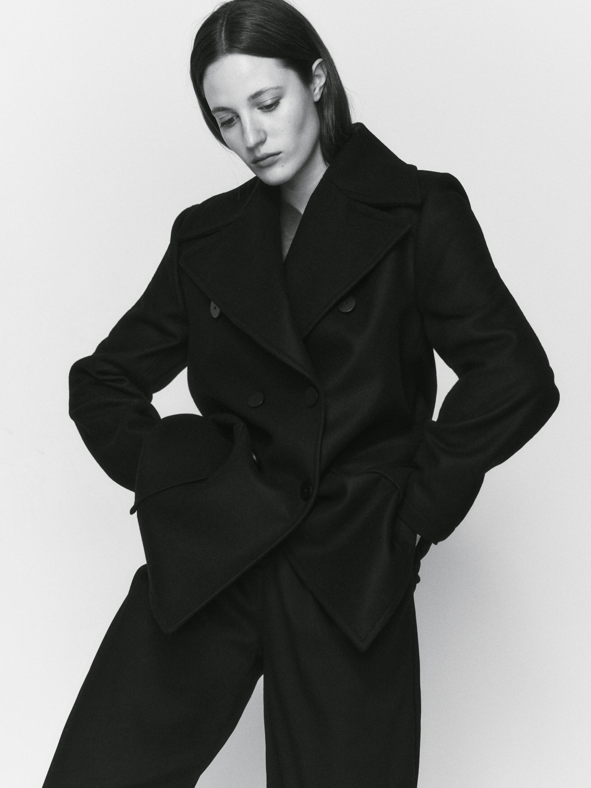 Double breasted wool coat cheap massimo dutti