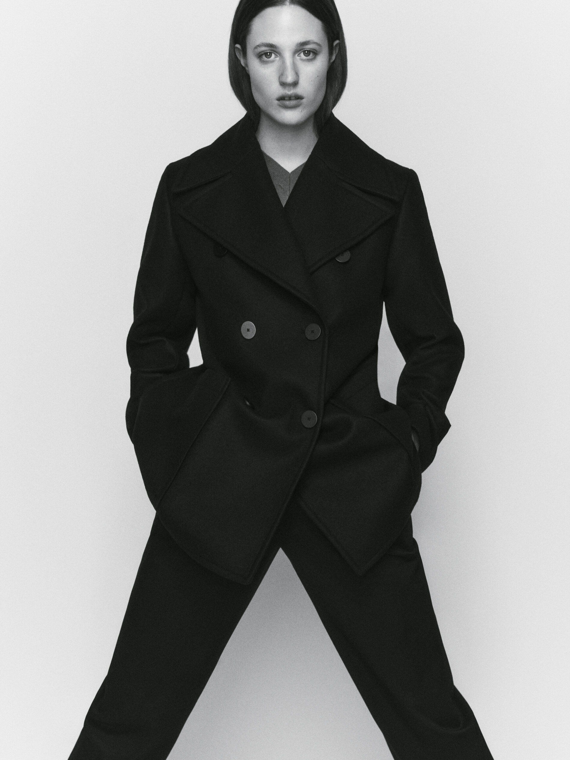 Double breasted coat short online