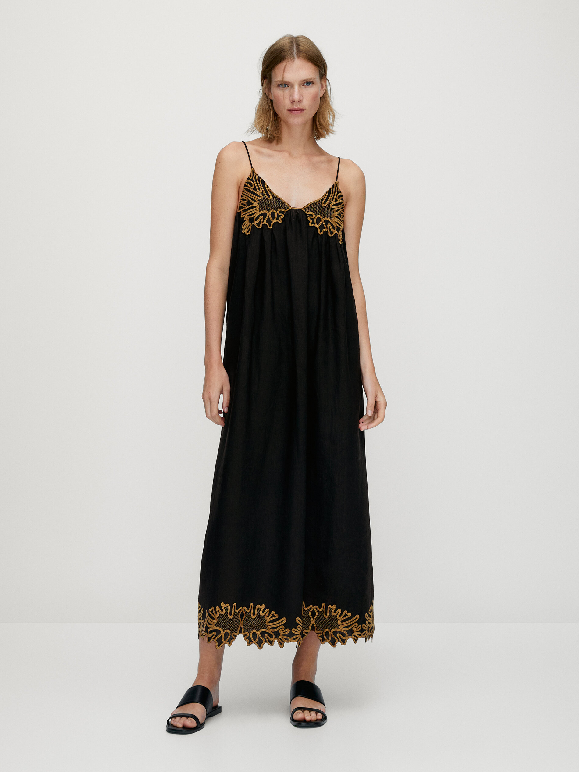 Vestido lino massimo dutti 2025