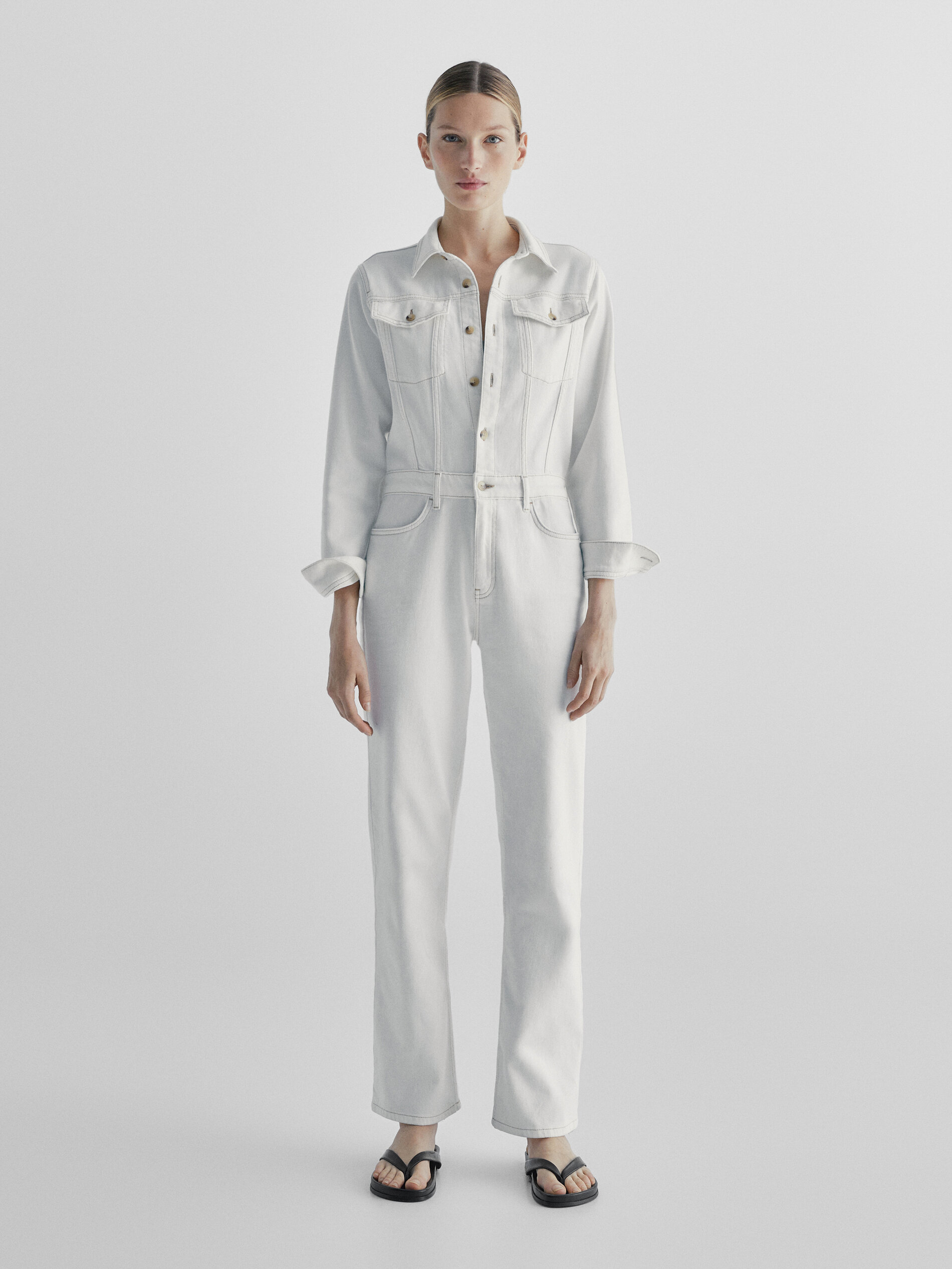 Mono denim recto pespuntes