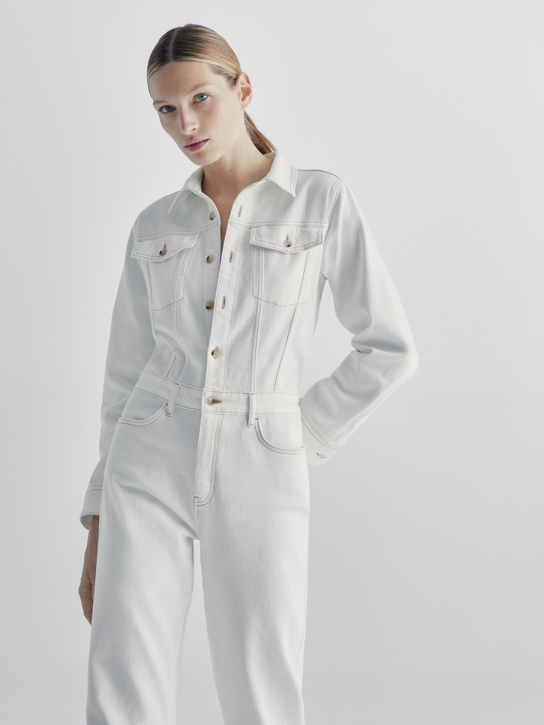 Massimo dutti jumpsuit shop white