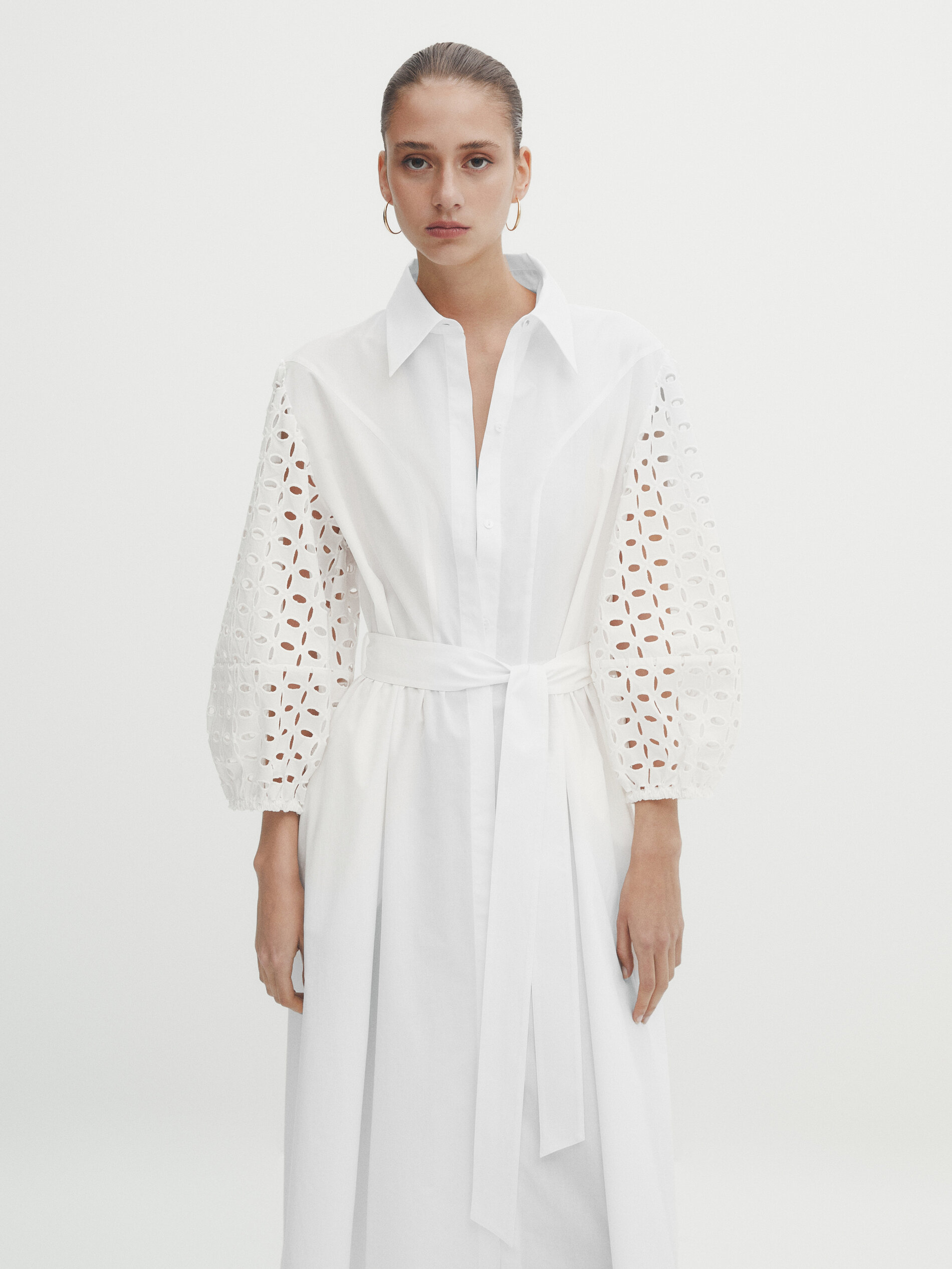 White cotton embroidered dress hot sale