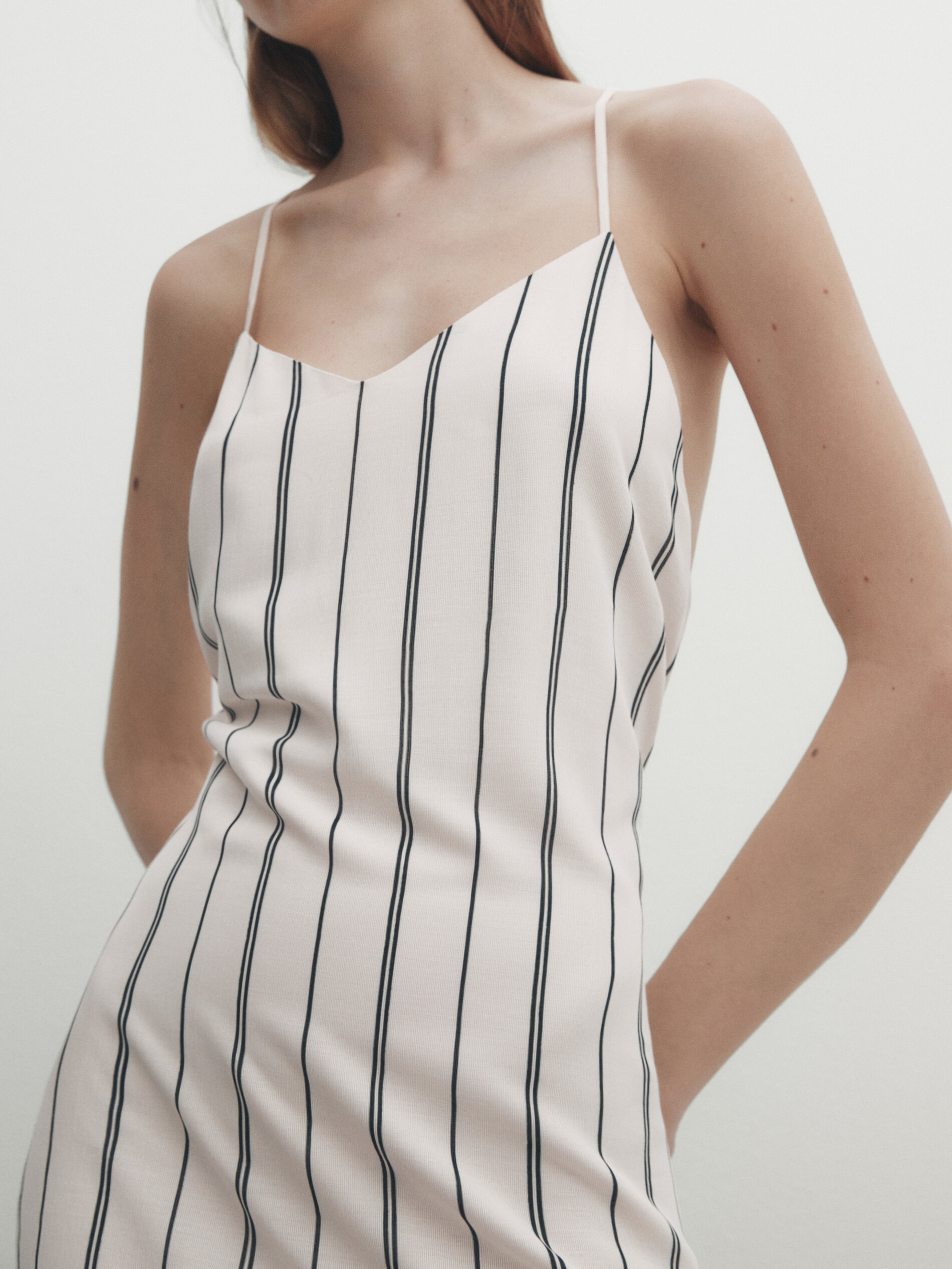 Striped flowing strappy midi dress