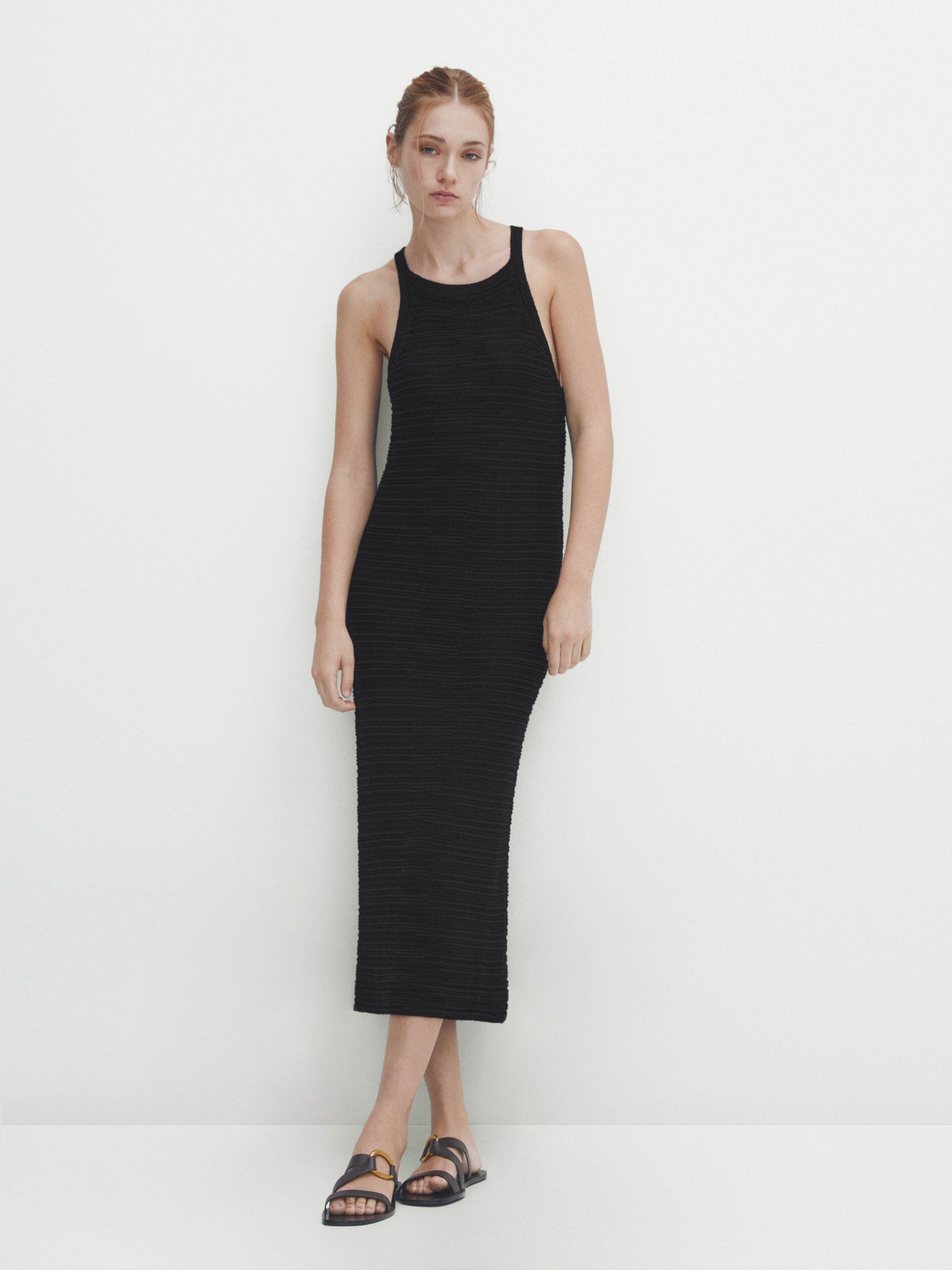 Massimo dutti ribbed clearance dress with belt