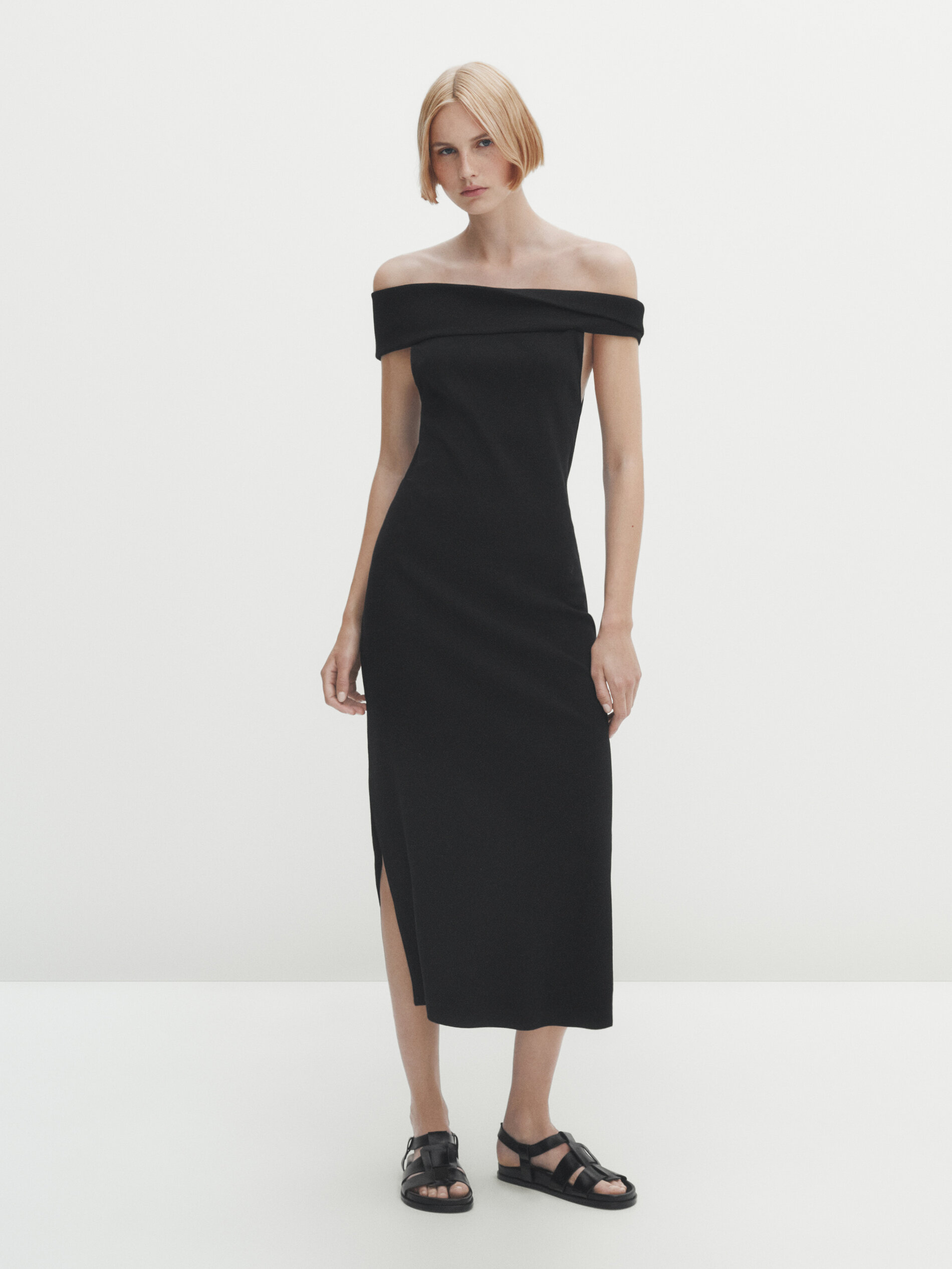 Robe noire col hotsell bateau
