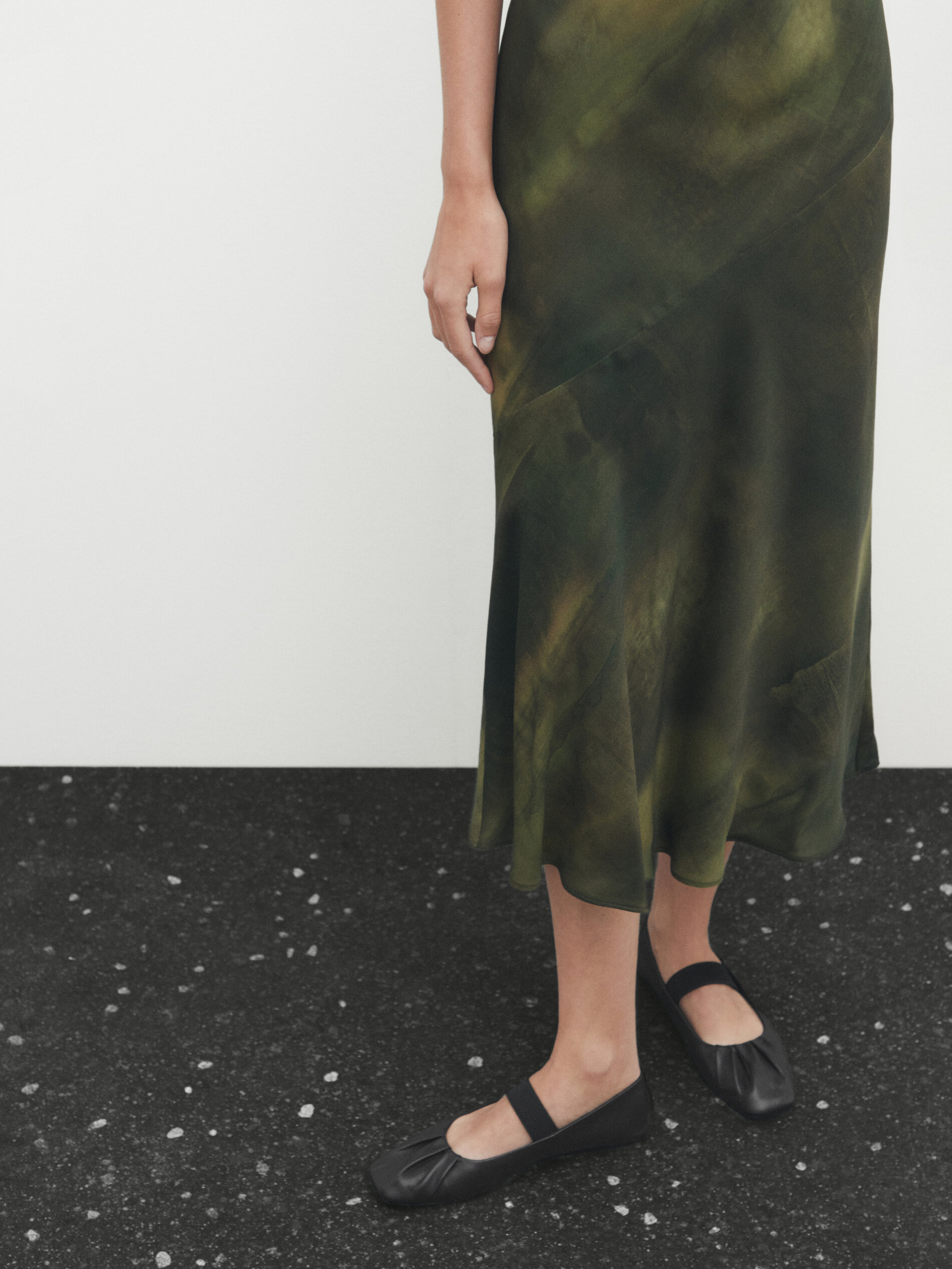 Vestido midi fluido estampado difuminado Verde pato Vestir