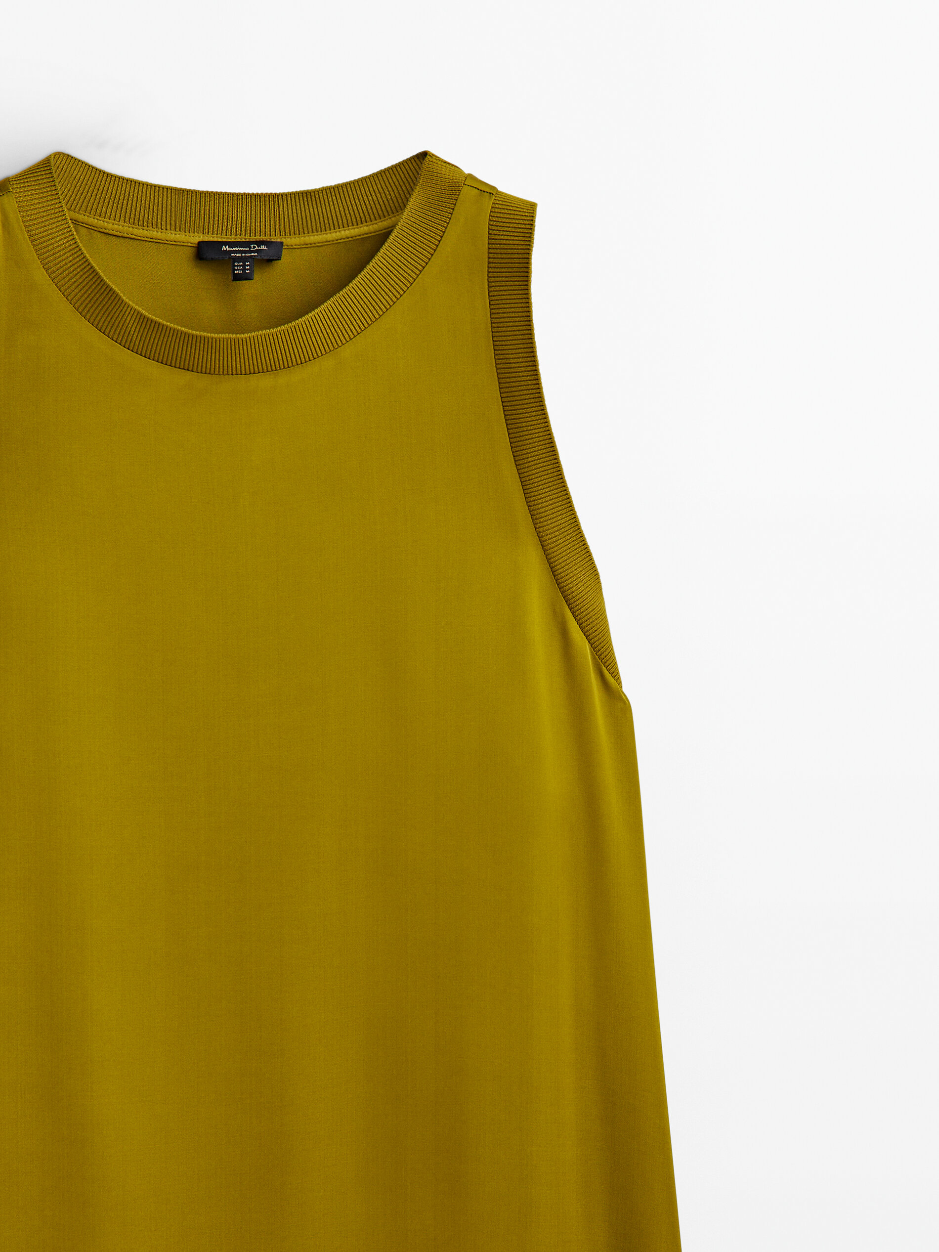 Satin midi dress with ribbed detail