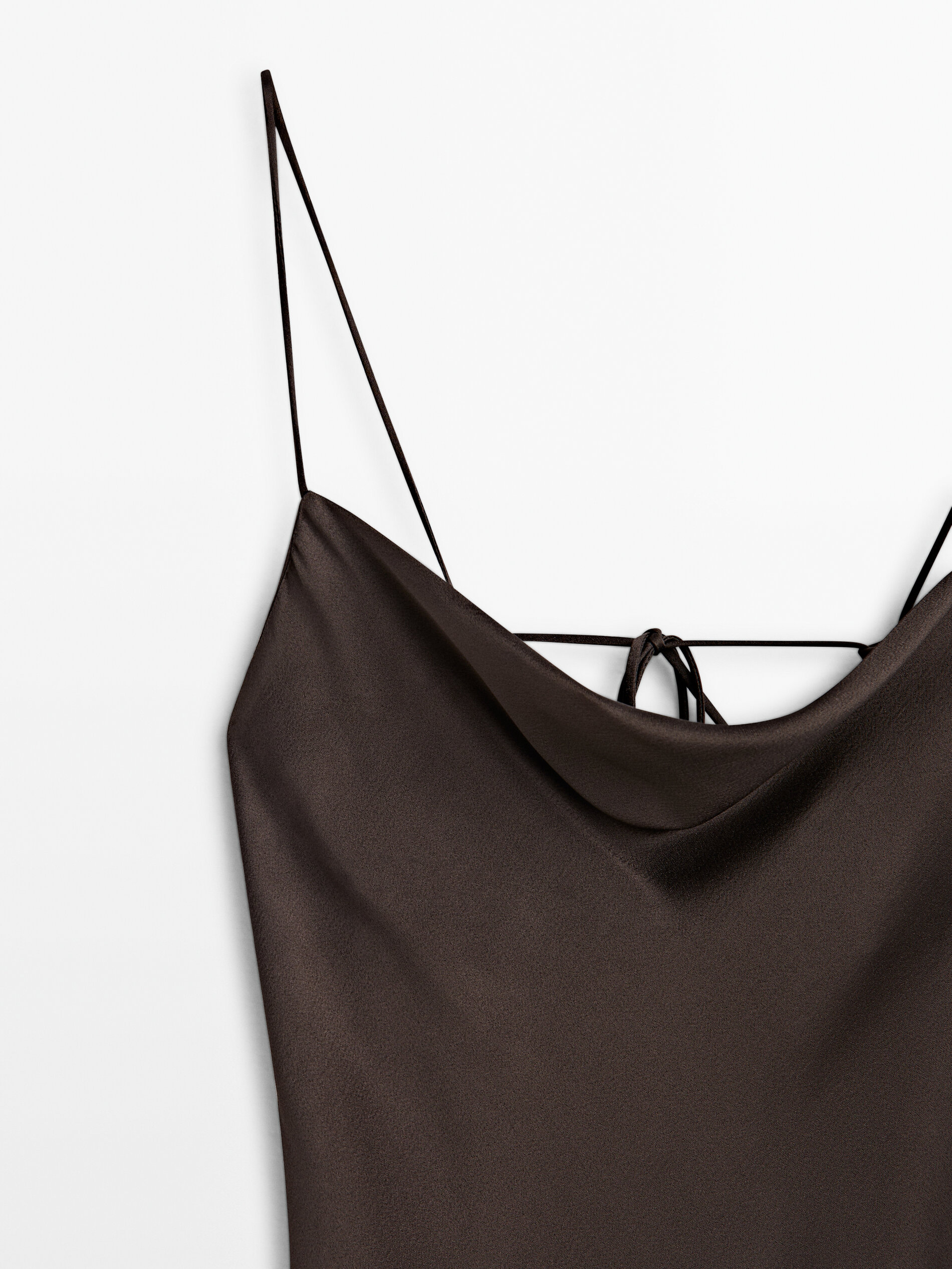 Vestido midi lencero satinado Chocolate Vestir Vestidos Y