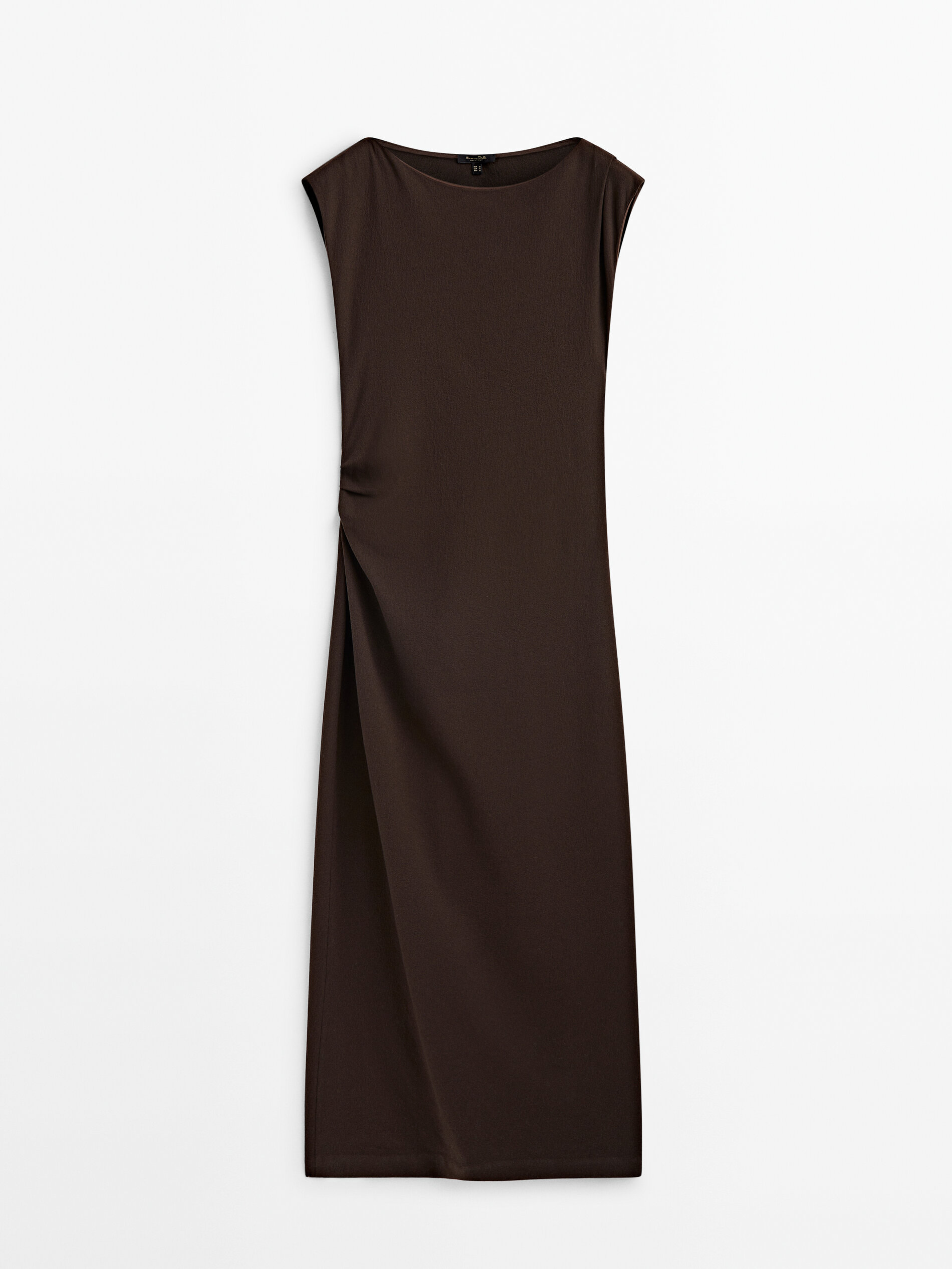 Lyocell blend dress with gathered detail on the side · Chocolate