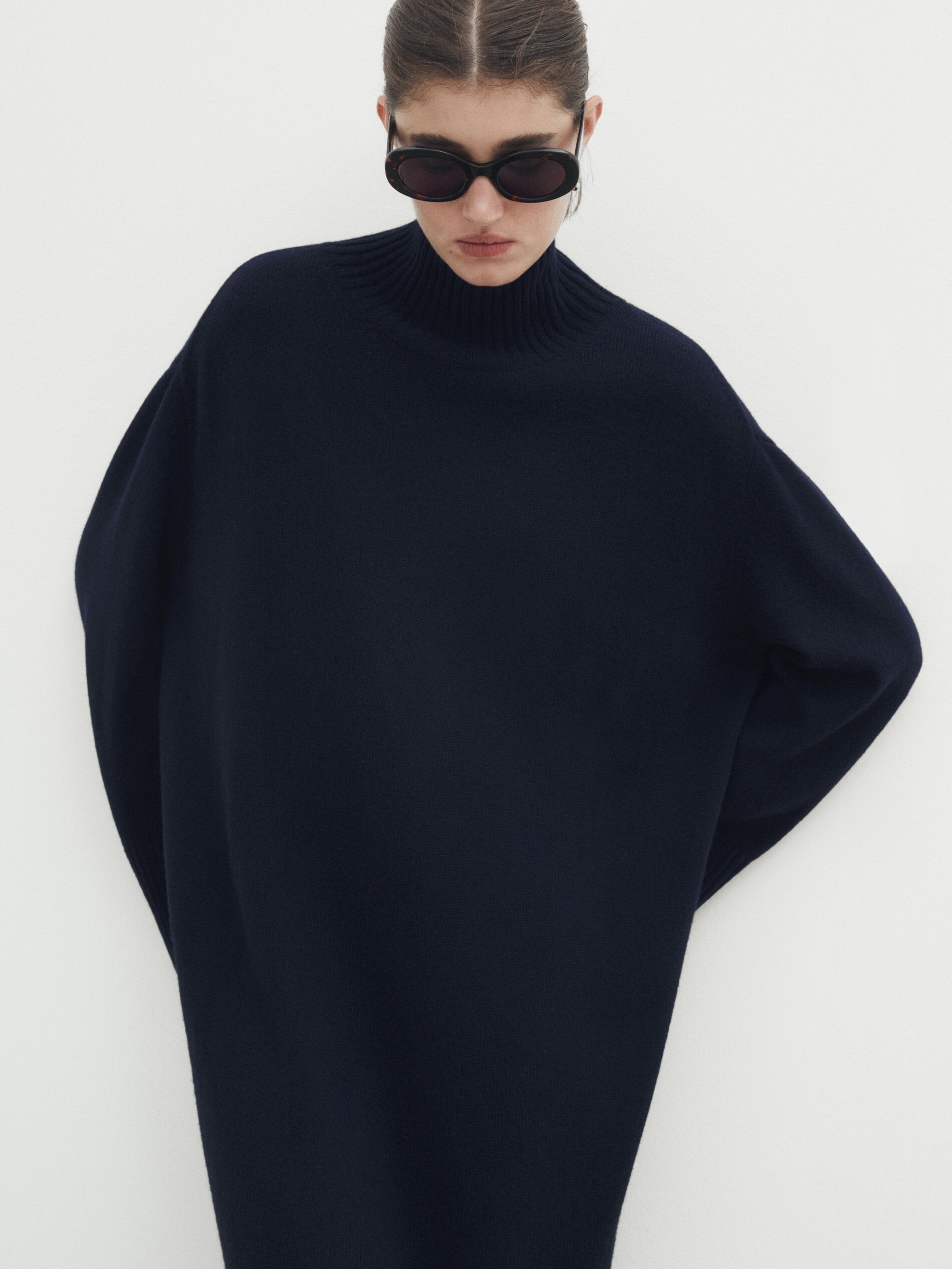 Short knit high neck dress Blu Marino Elegante Vestiti E