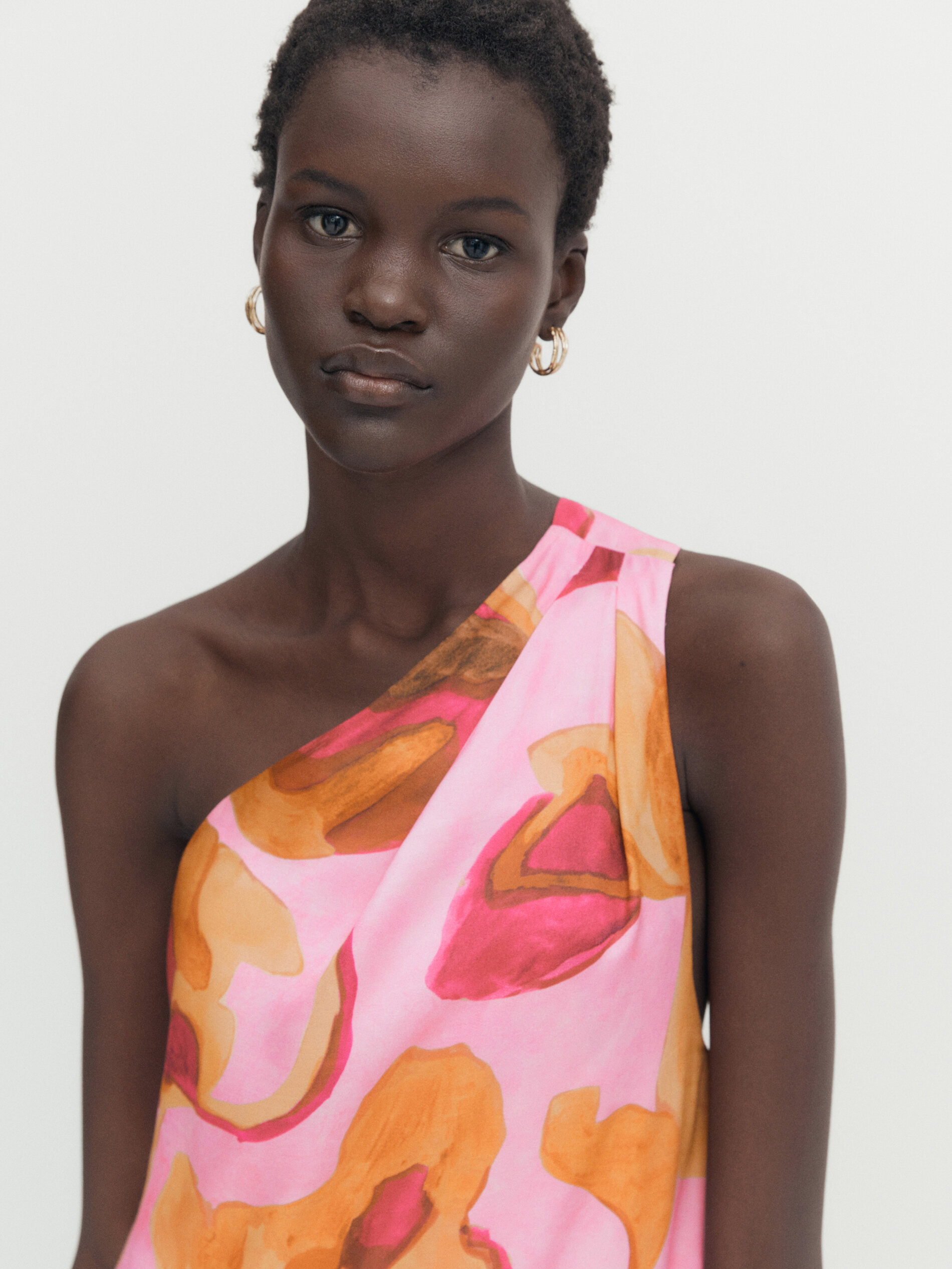 Long floral print asymmetric dress