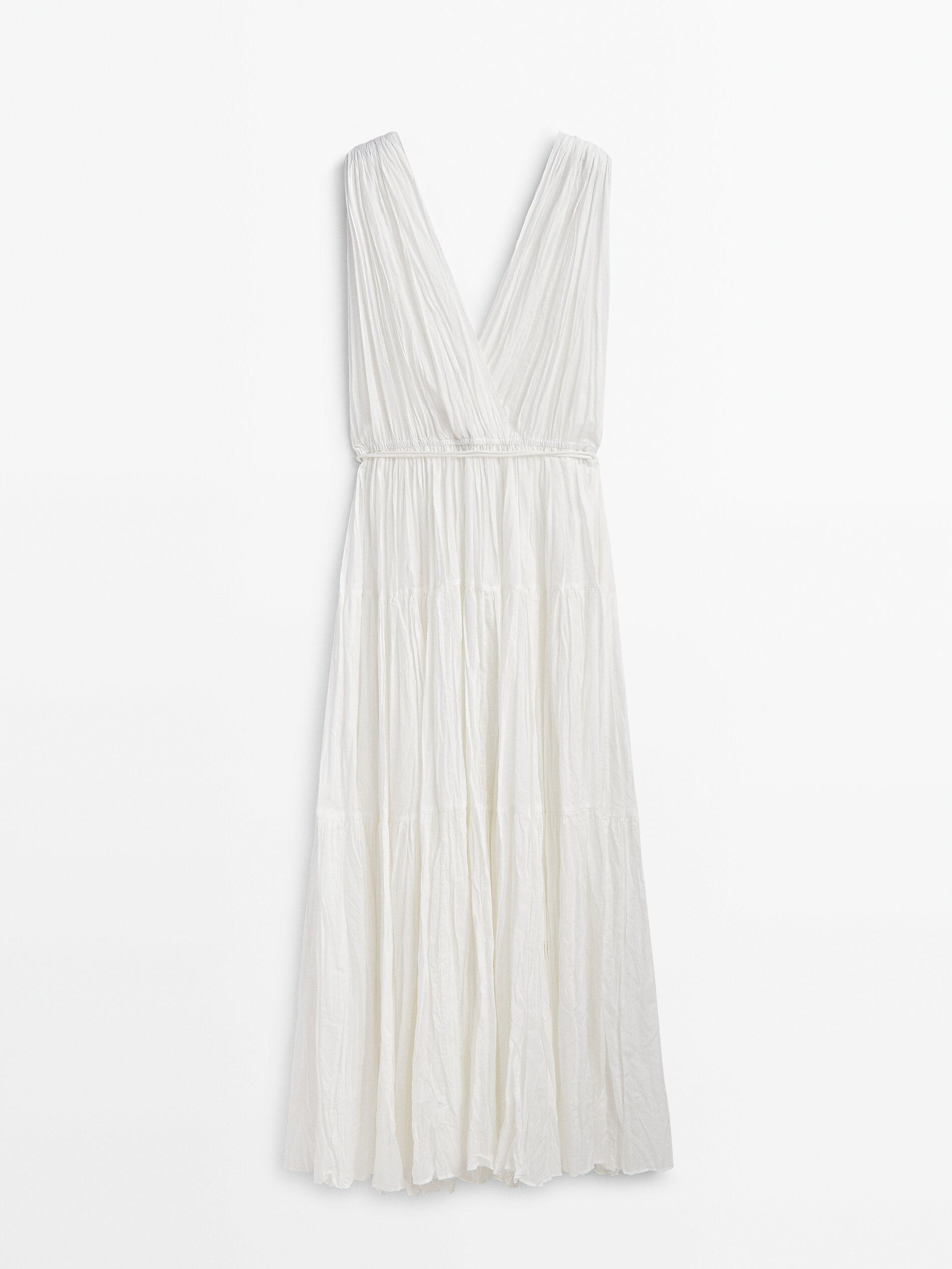 Pleated dress with drawstring · White · Smart / Dresses And