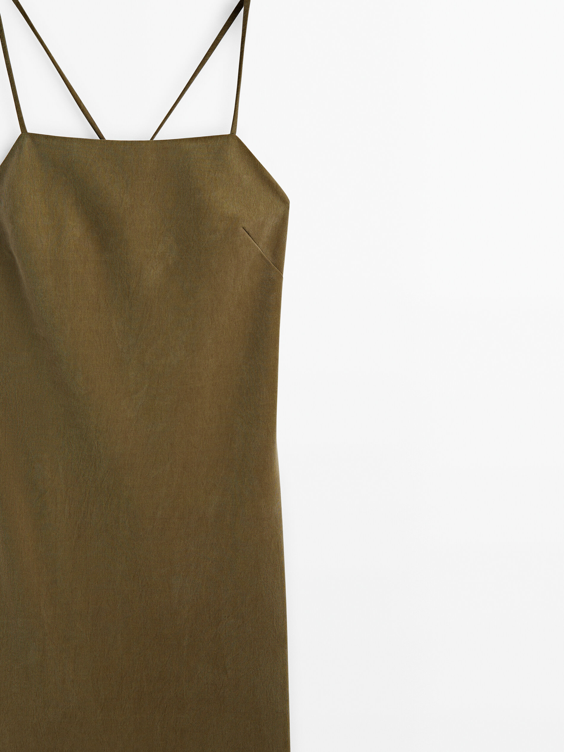 Cupro strappy midi dress with back split