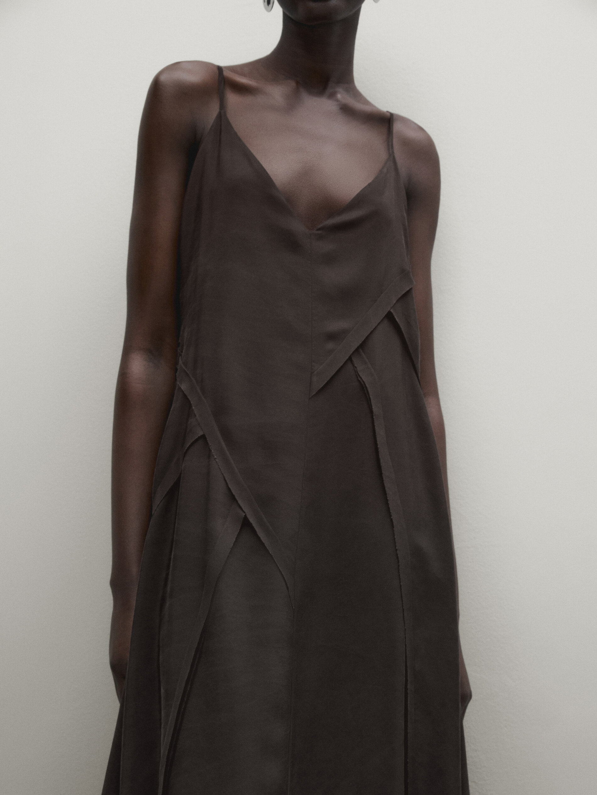Silk strappy dress with seams Limited Edition