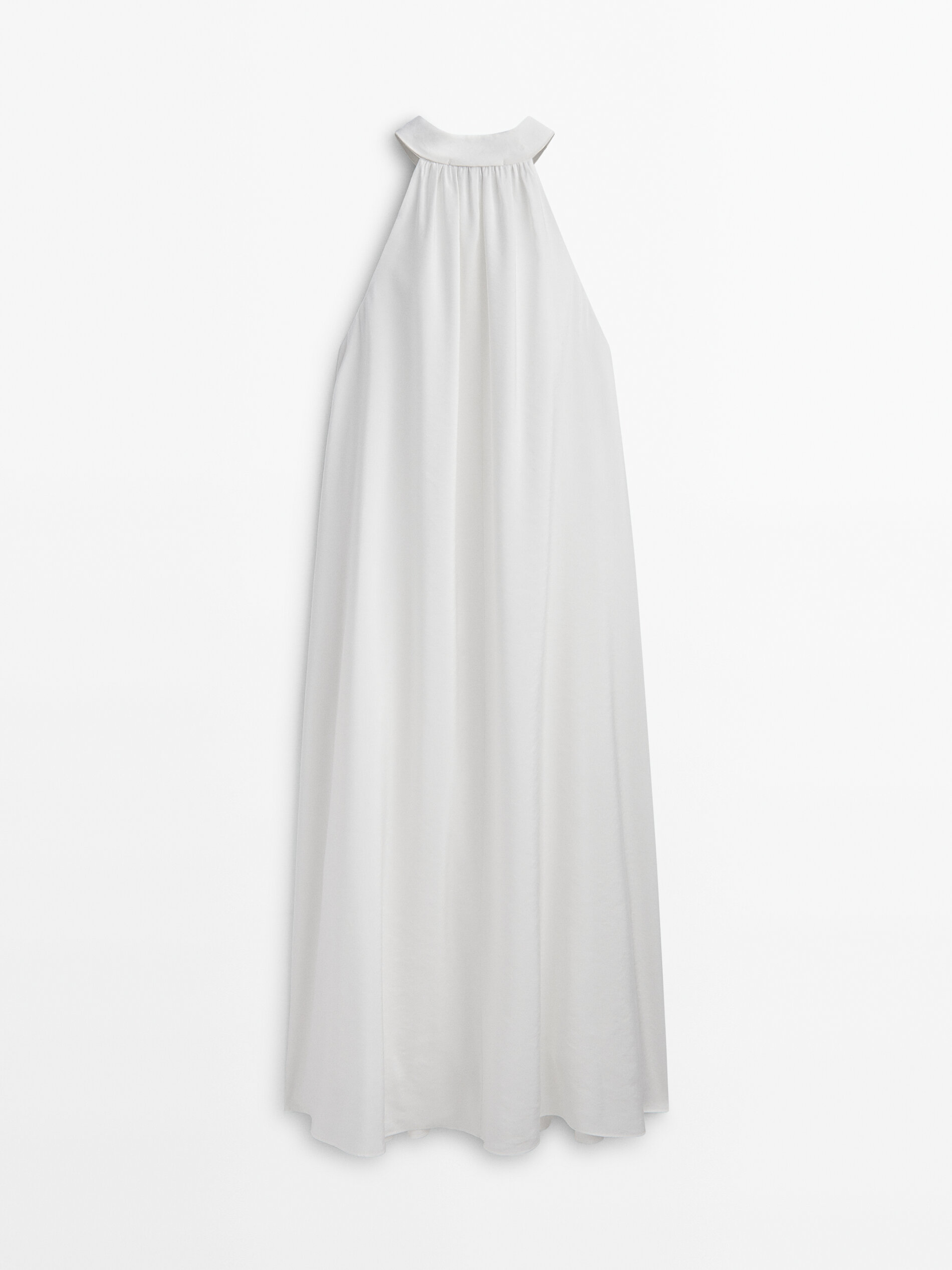 Long halter neck dress with flounce White Smart Dresses And