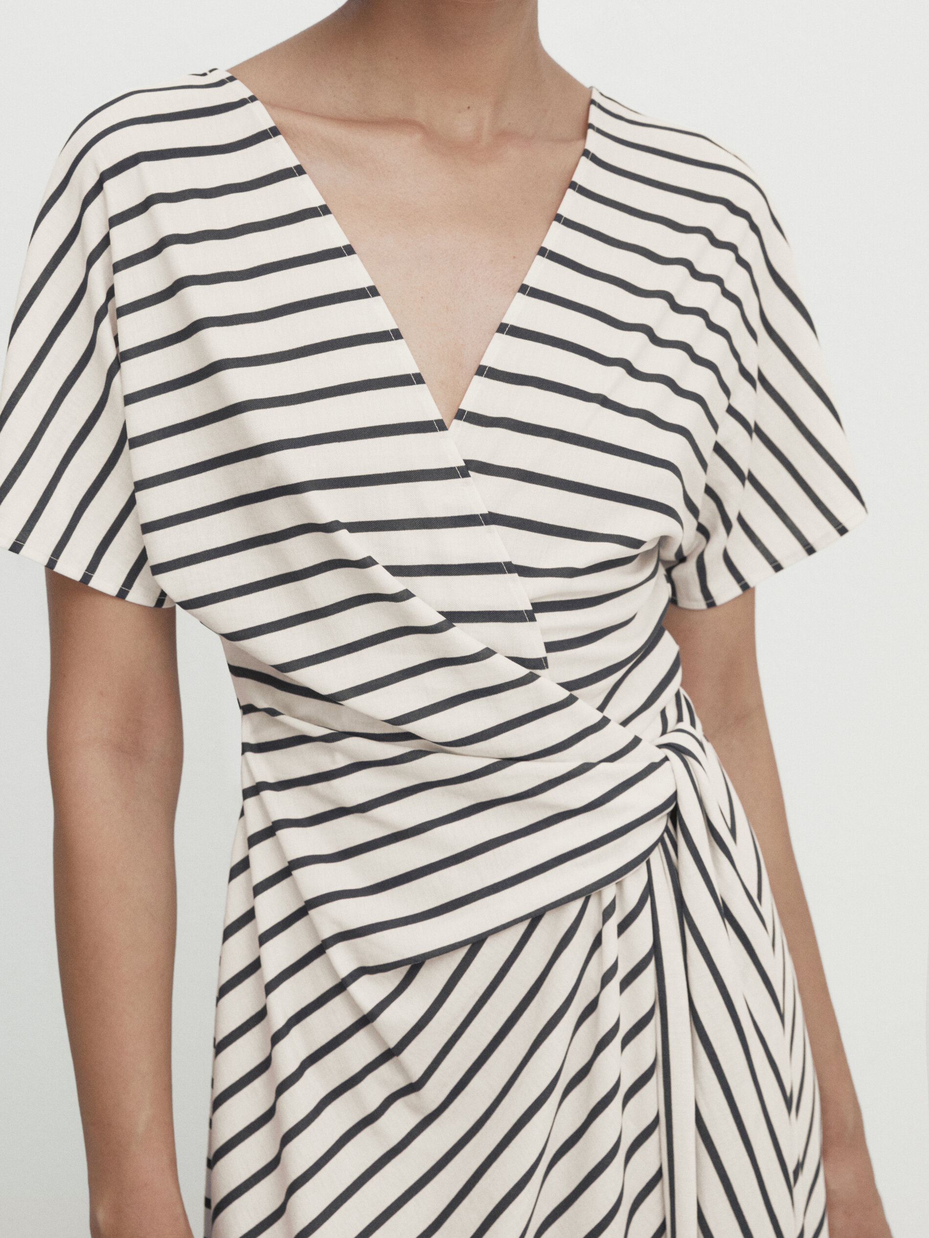 Striped sales wrap dress