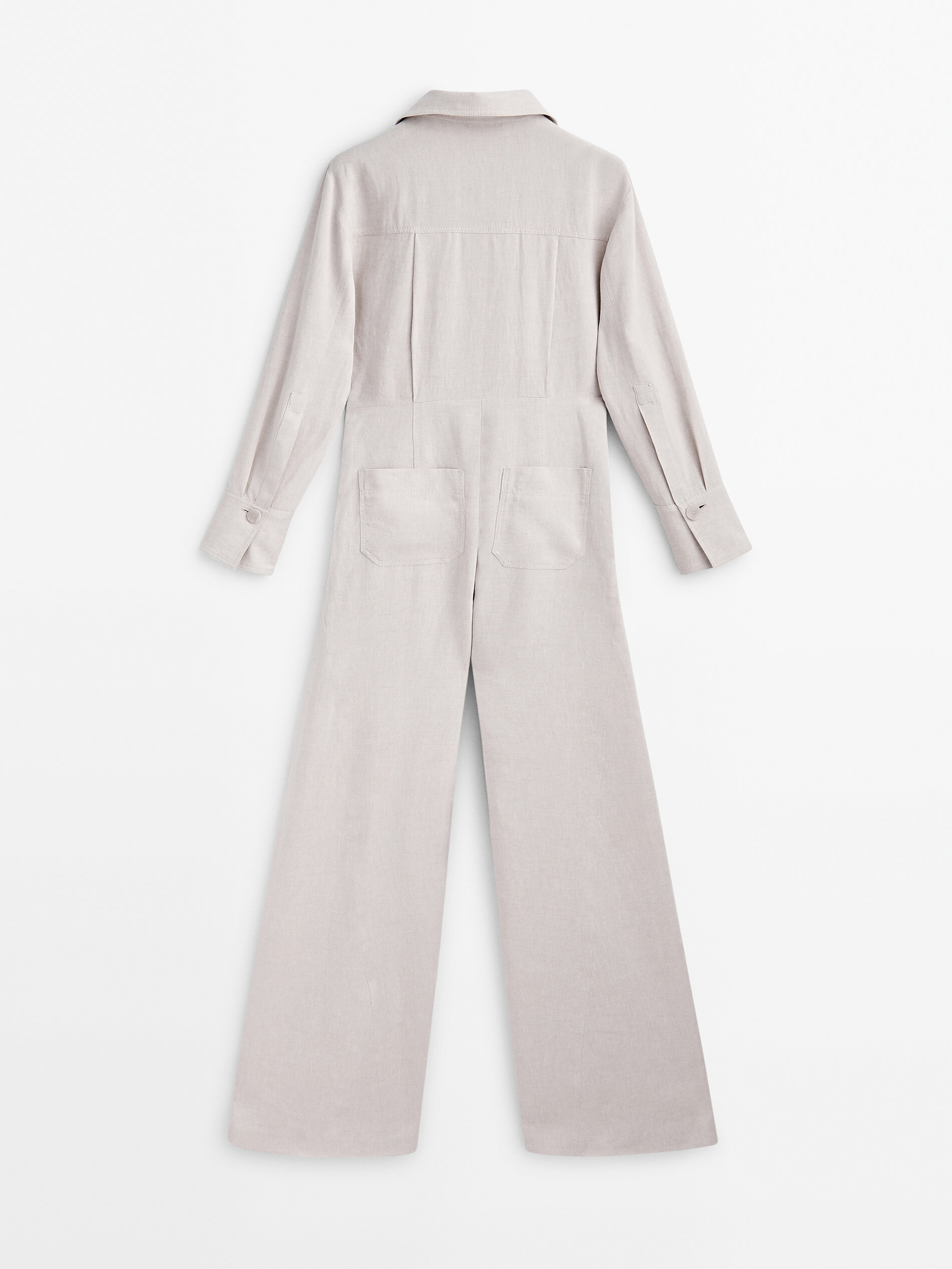 Linen blend jumpsuit with pockets Cream Smart Dresses And