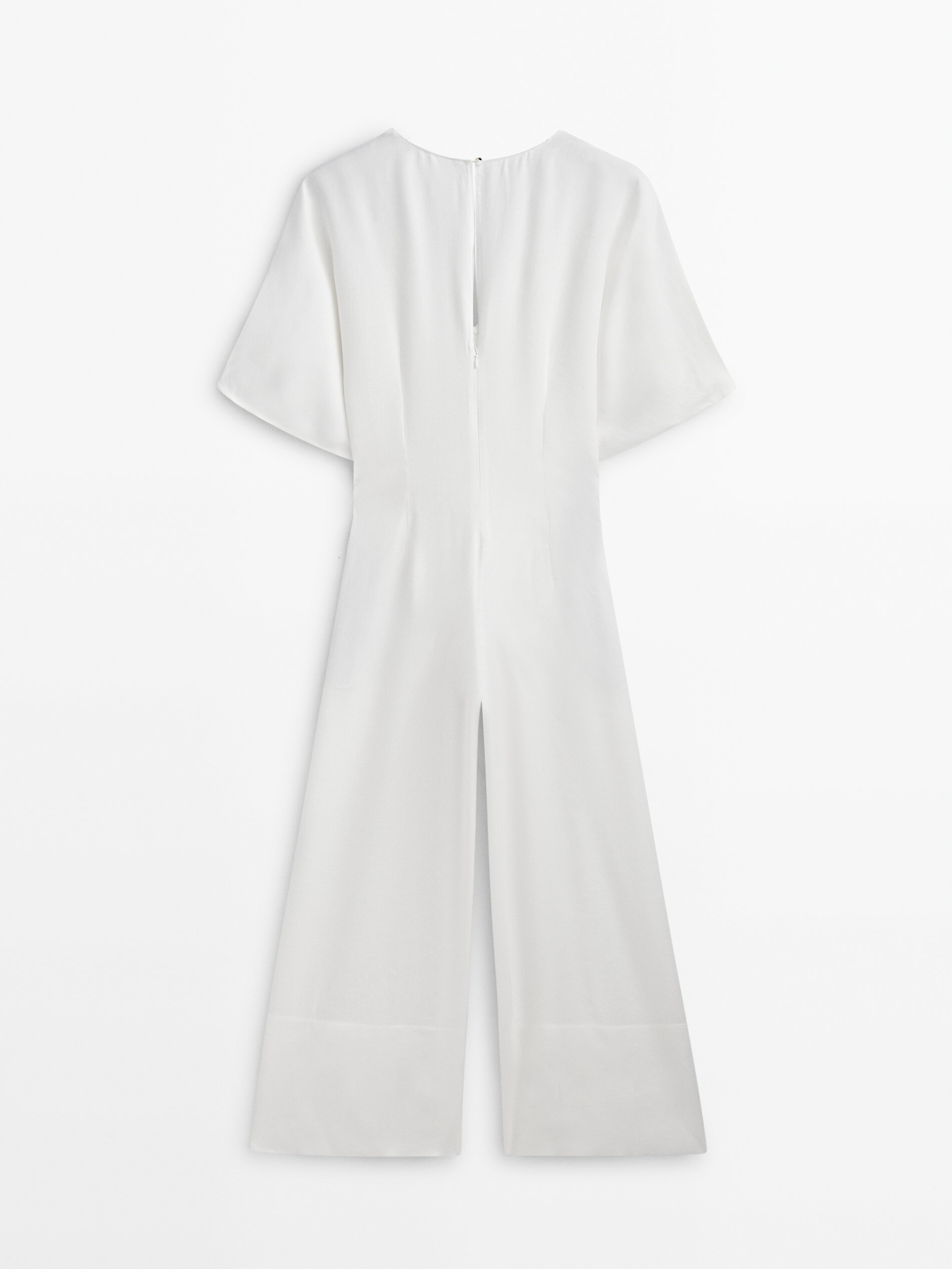 Linen blend jumpsuit with tie detail White Smart Dresses And