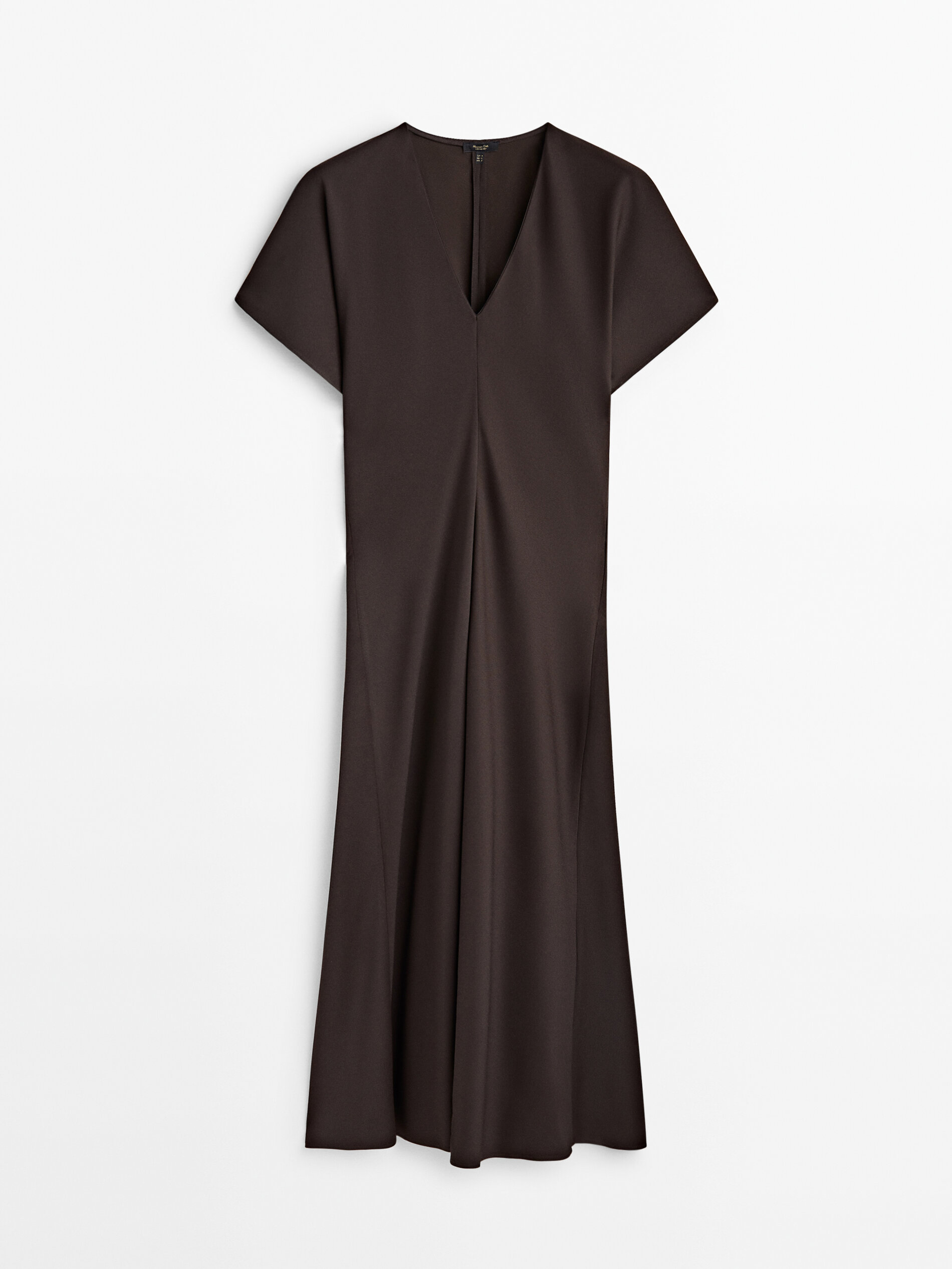Flowing V neck midi dress Chocolate Smart Dresses And