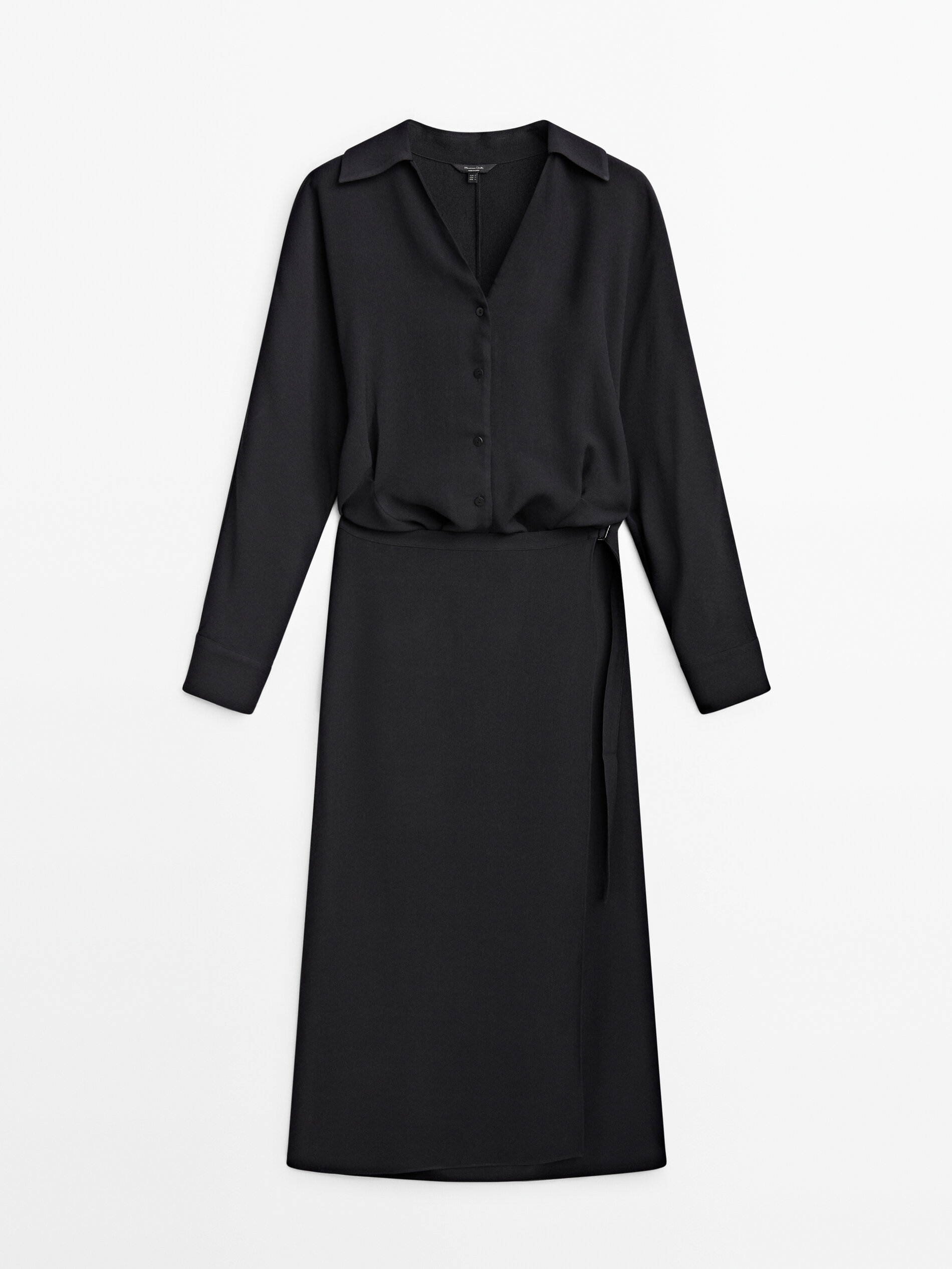 Long pareo shirt dress · Black · Dresses And Skirts | Massimo Dutti
