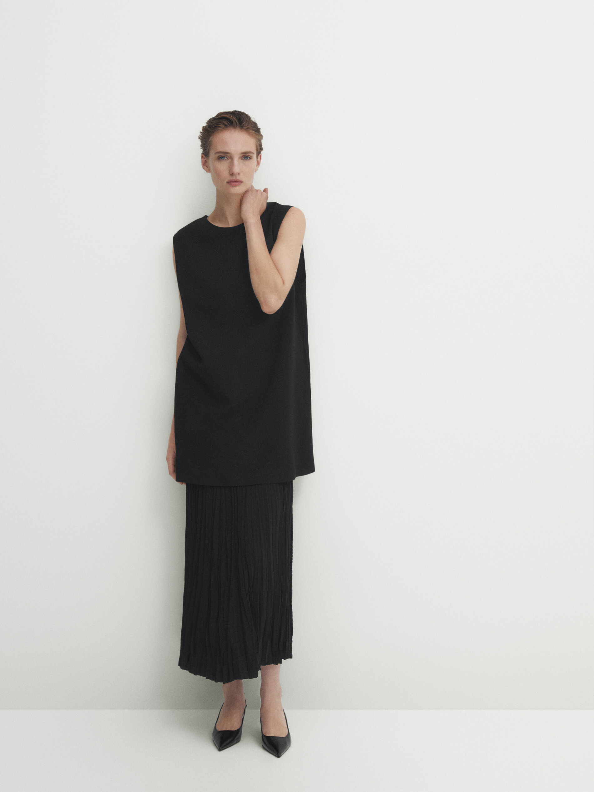 Massimo Dutti SLEEVELESS black dress SHORT Day レディース www