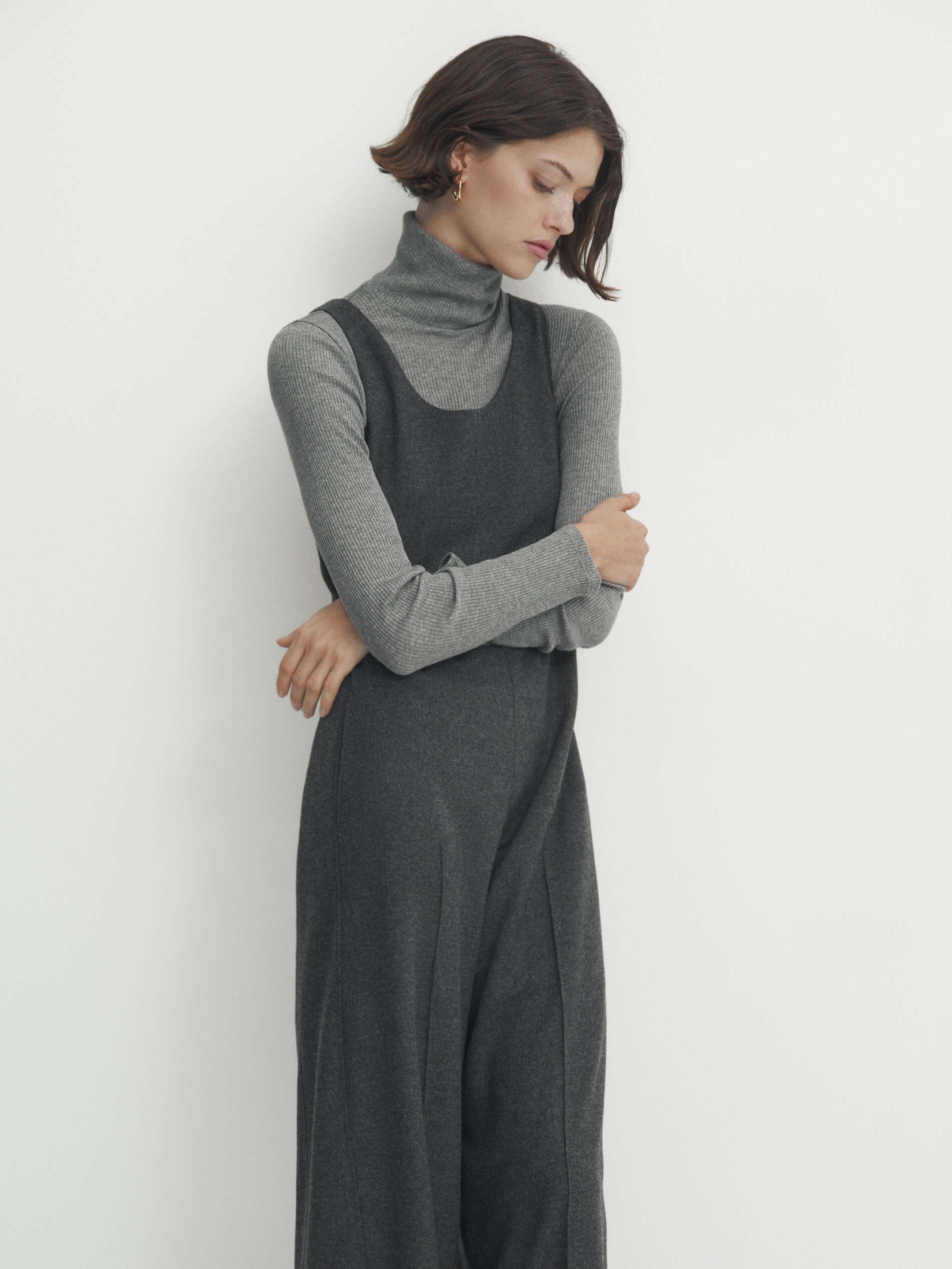 Wool blend wide fit jumpsuit