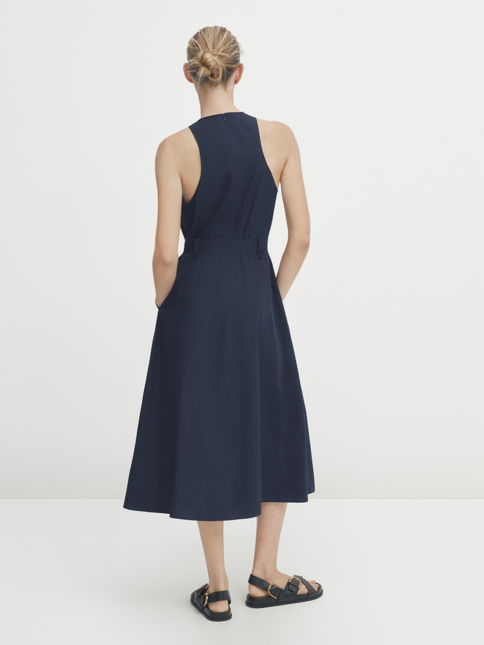 Poplin dress shop with belt
