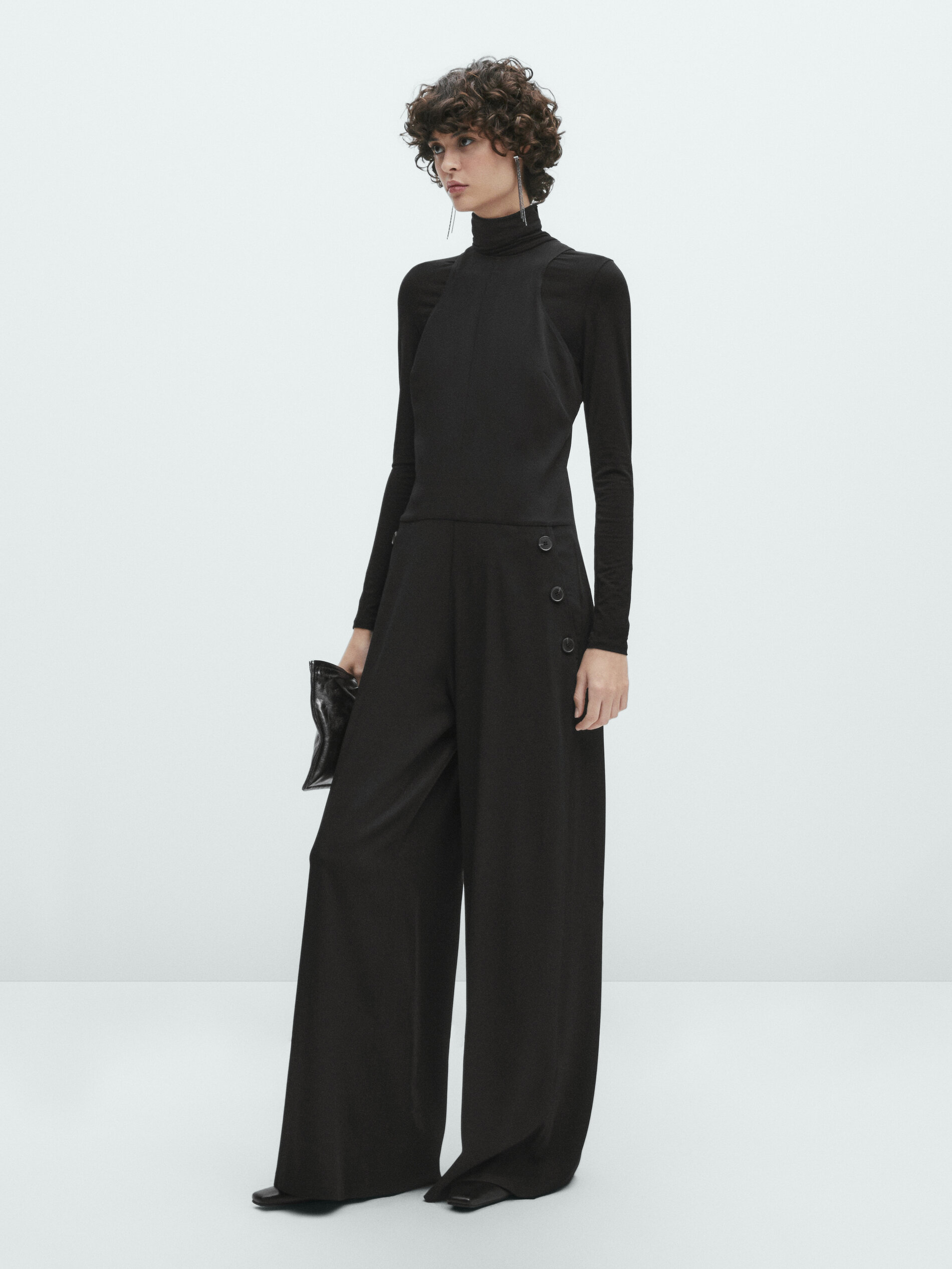 Jumpsuit with button details and pockets Black Smart Dresses