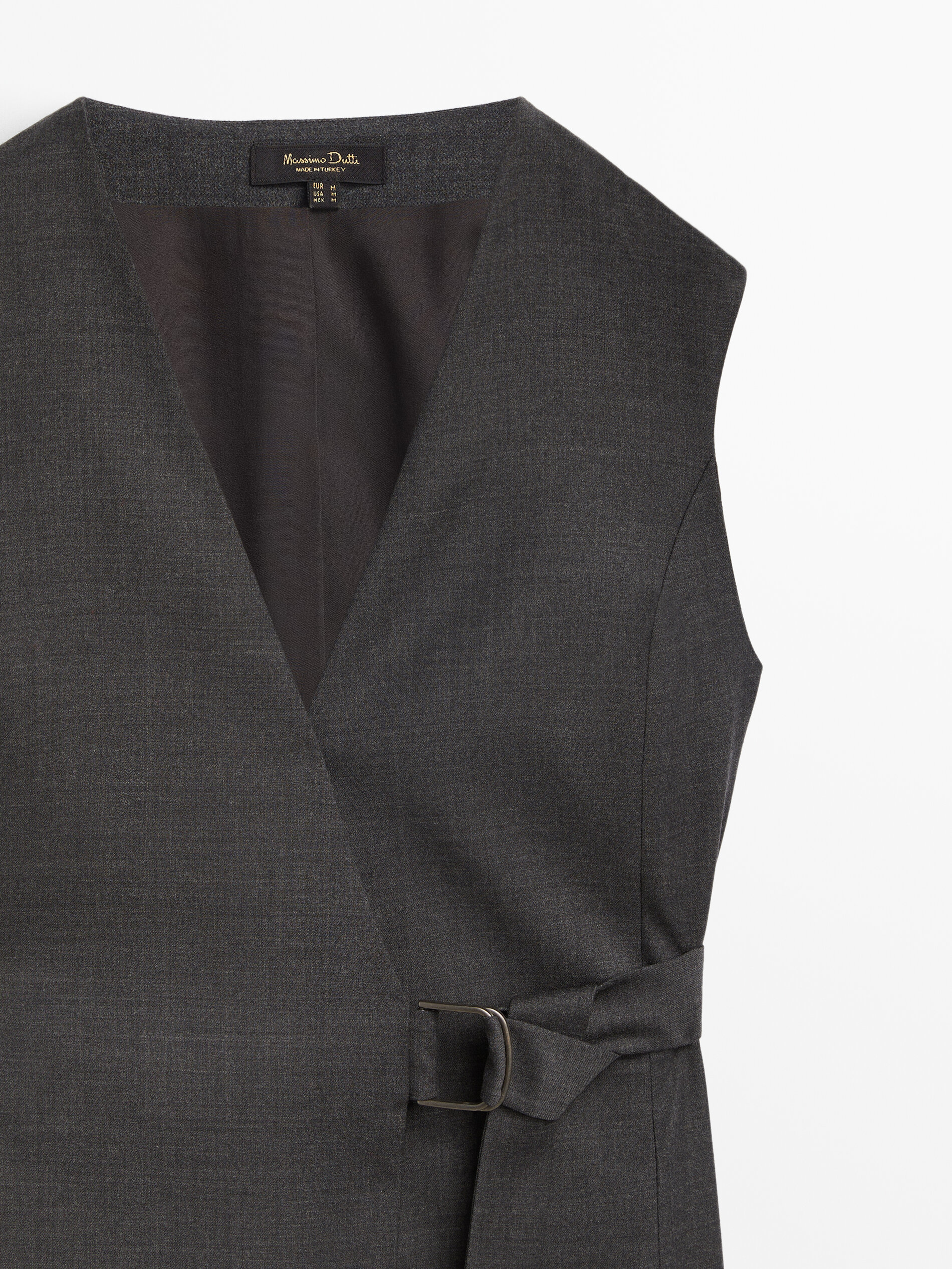 Wool blend tailored fit waistcoat Grey Smart Dresses And