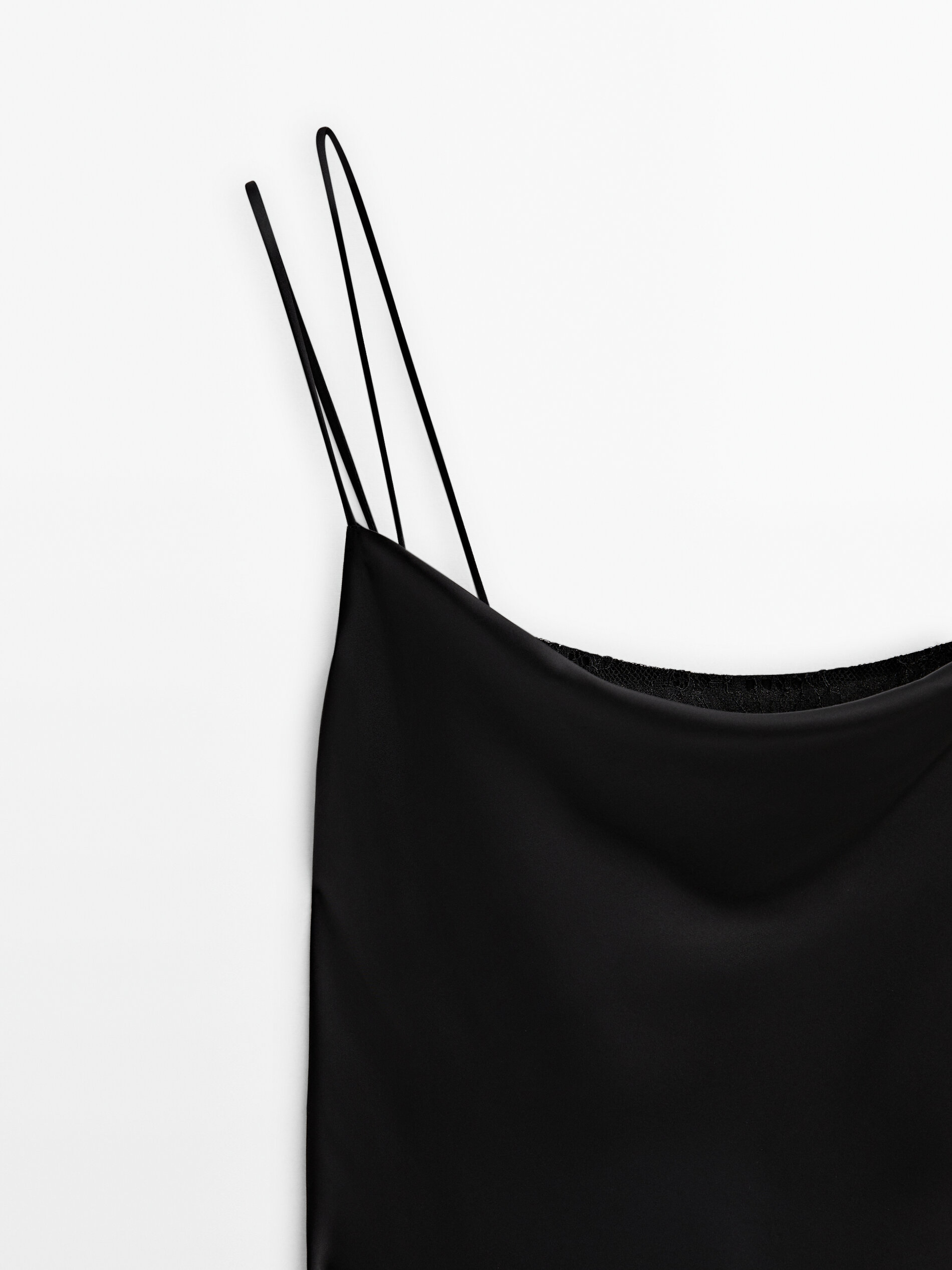 Satin dress with lace bra · Black · Dresses And Skirts | Massimo Dutti