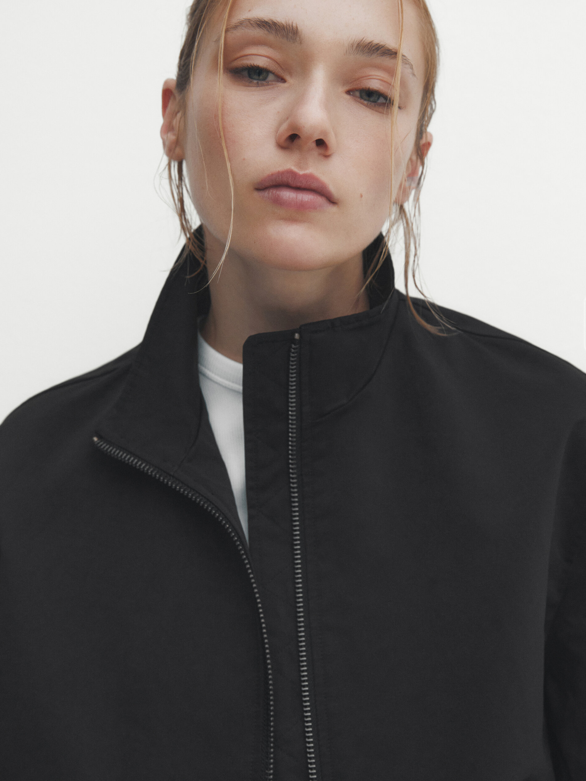 Zip-up bomber jacket · Black · Coats And Jackets | Massimo Dutti