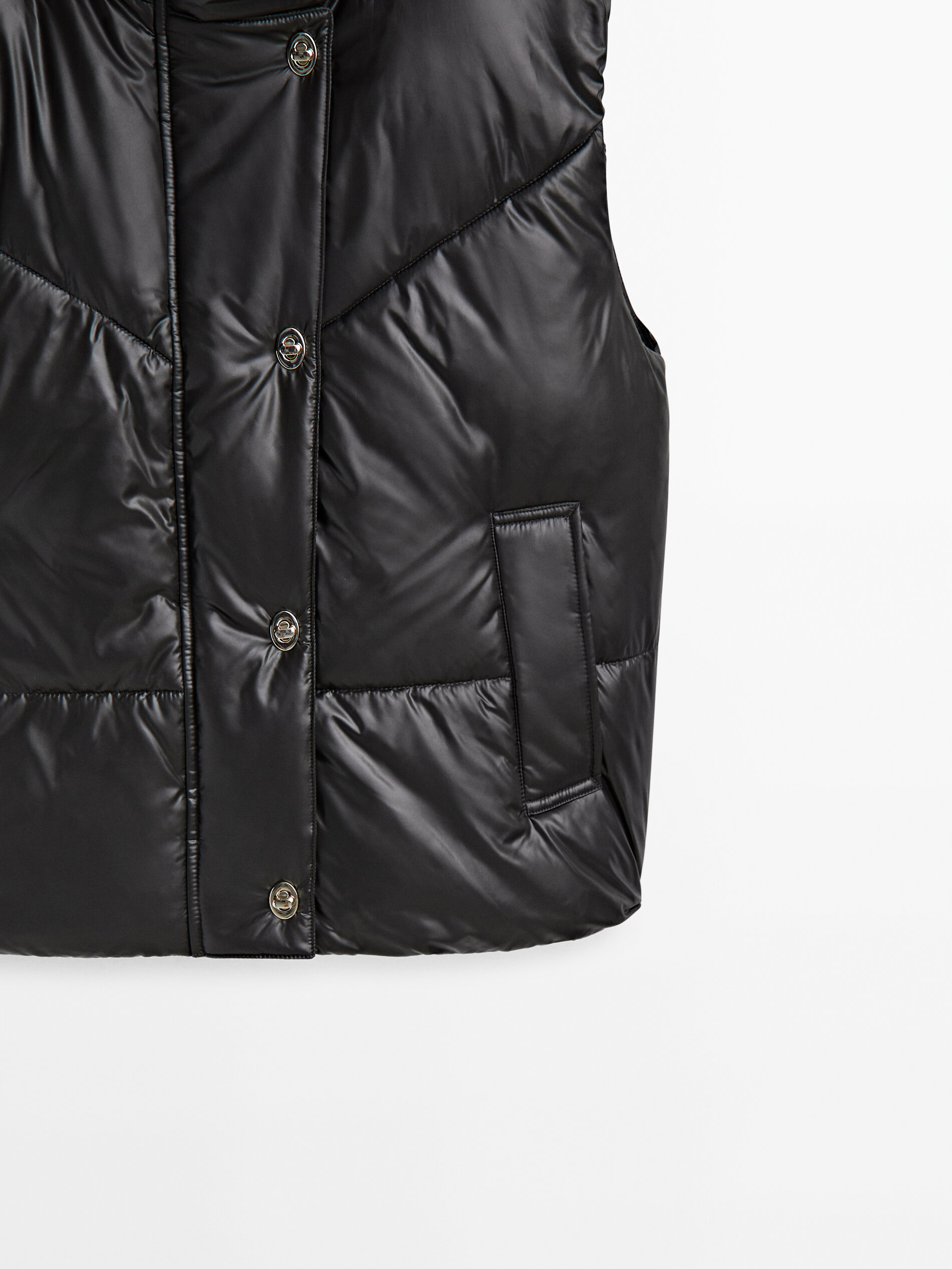 Puffer gilet with snap buttons Black Coats And Jackets