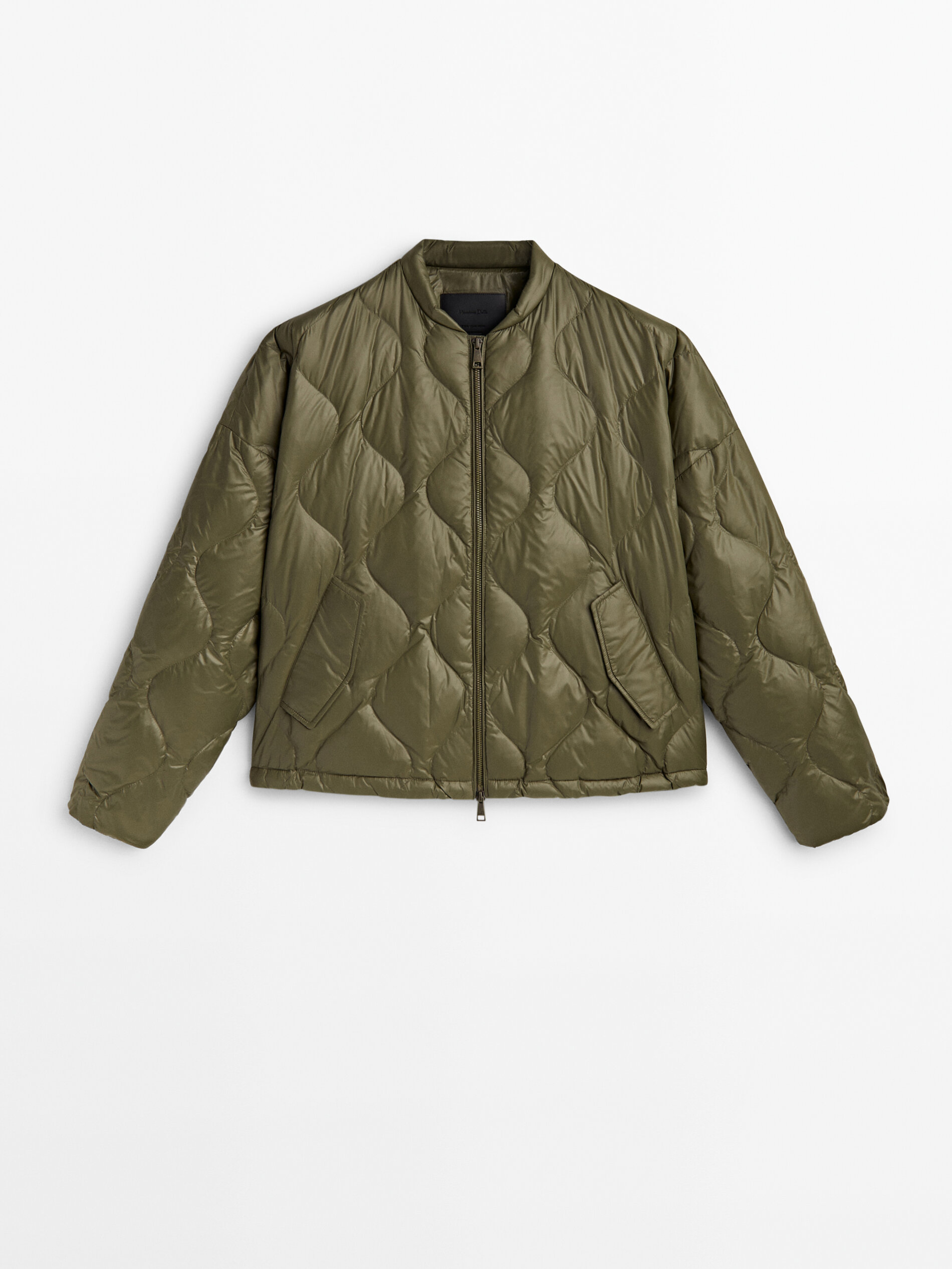 Quilted bomber jacket with down and feather padding