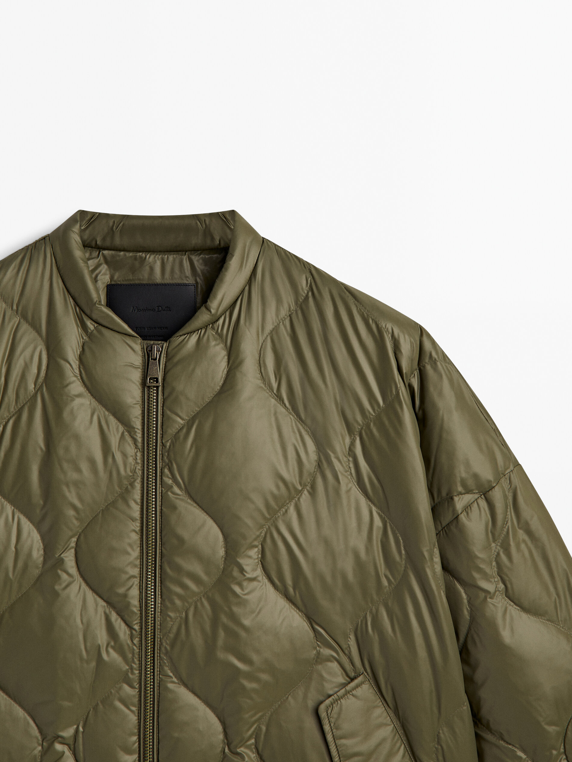 Quilted bomber jacket with down and feather padding - Massimo Dutti
