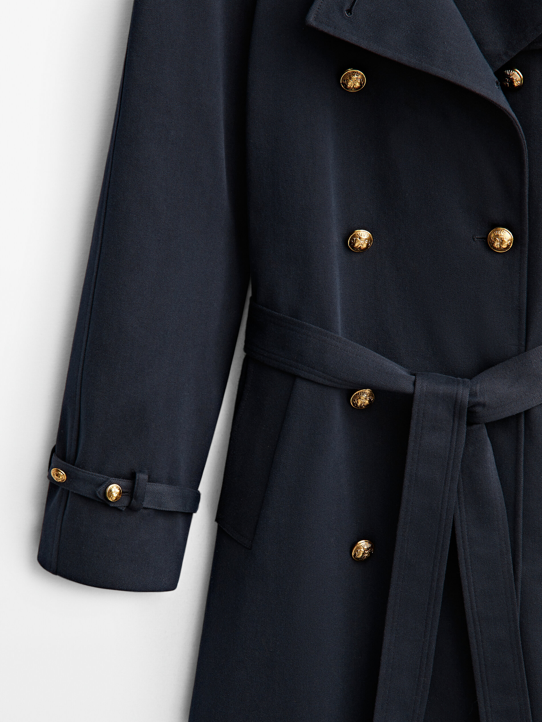 Trench coat online with gold buttons