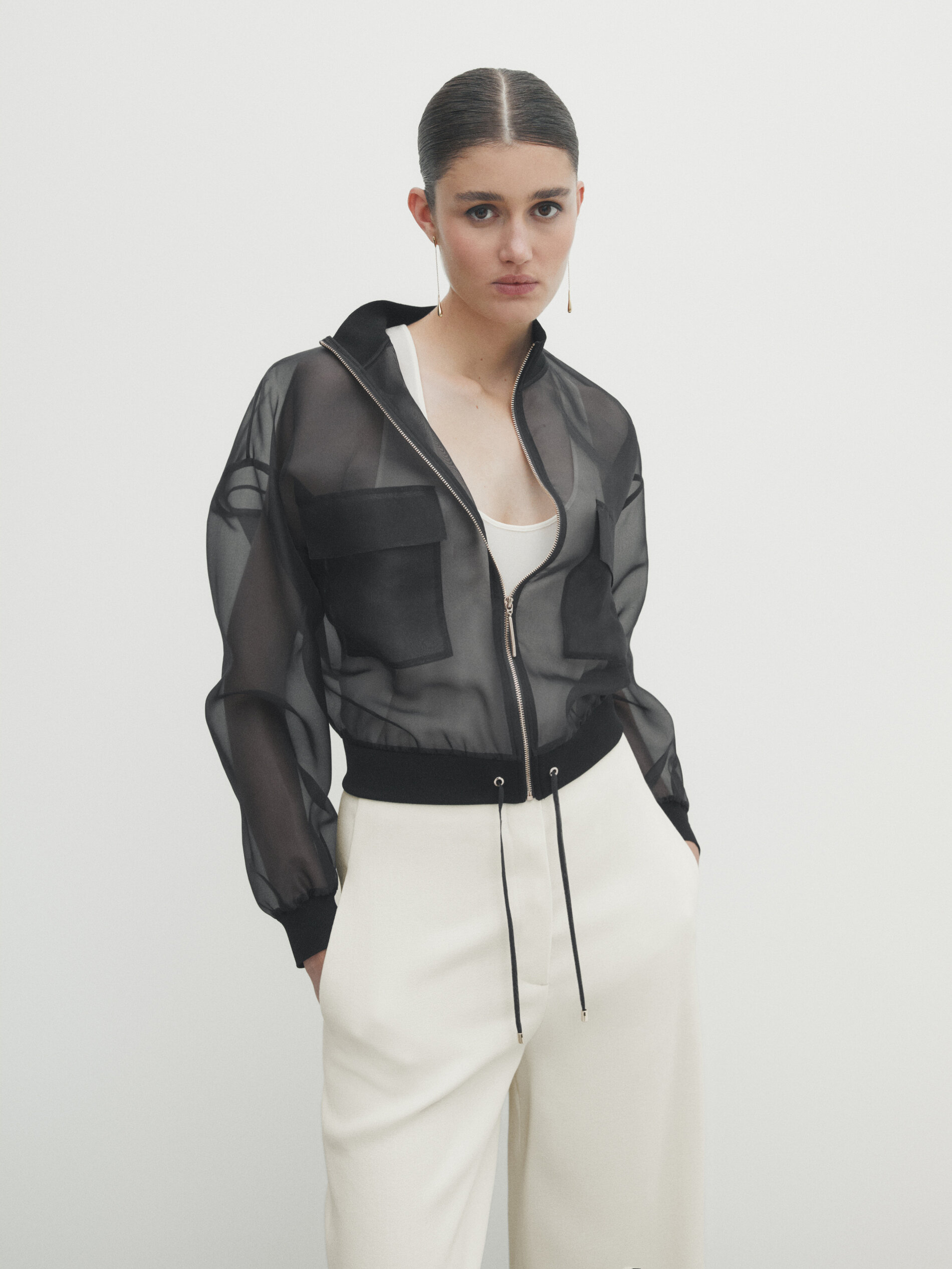 Organza sales bomber jacket